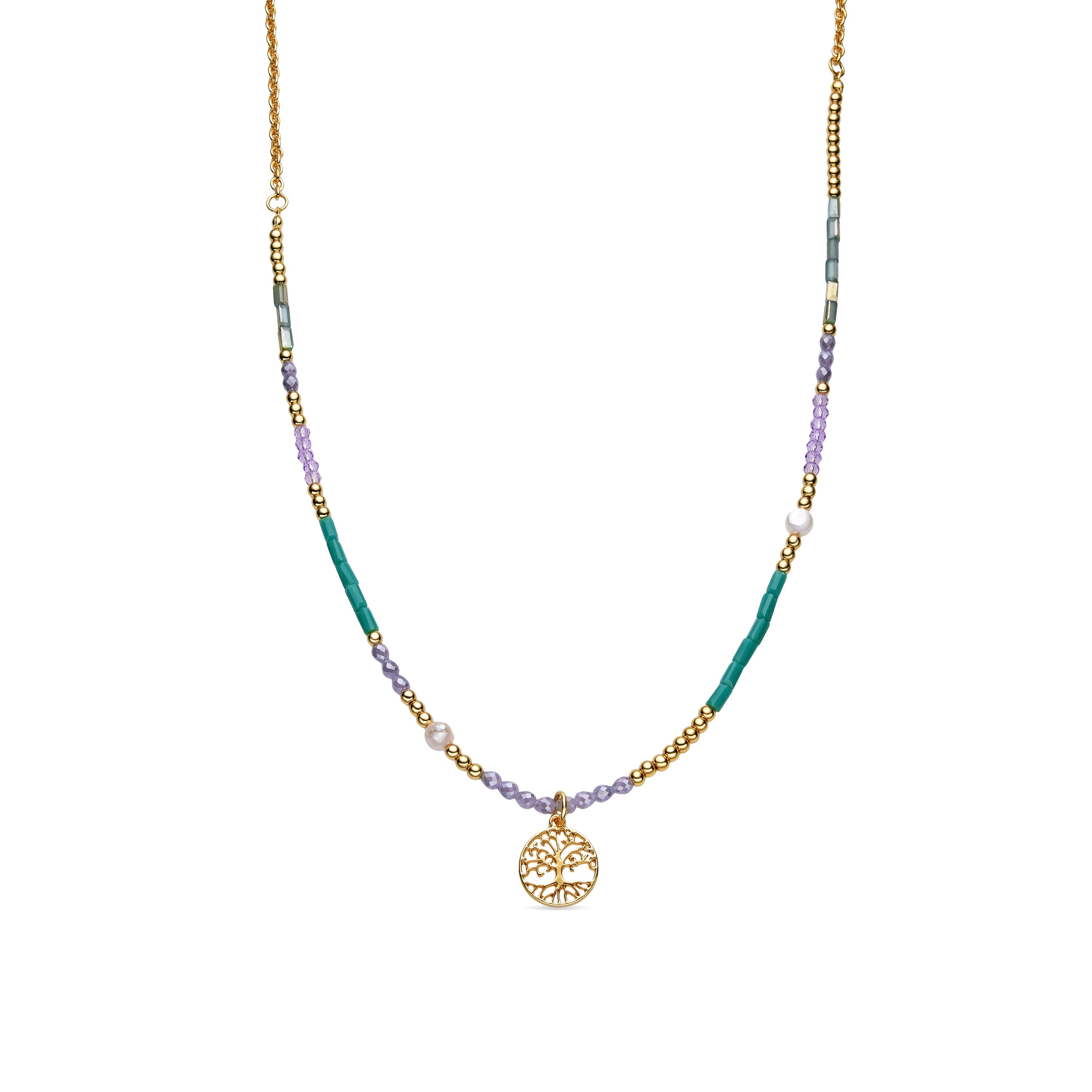 Necklace with Blue Crystal, 18k gold finish - Zorsi