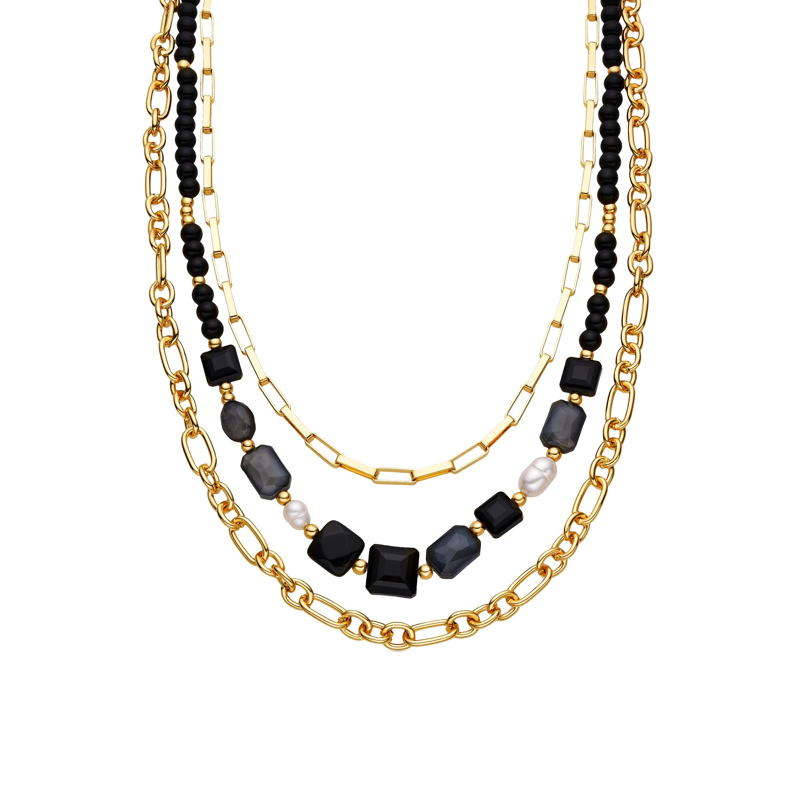 Necklace with Black Resin and 18k Gold Finish - Nyste
