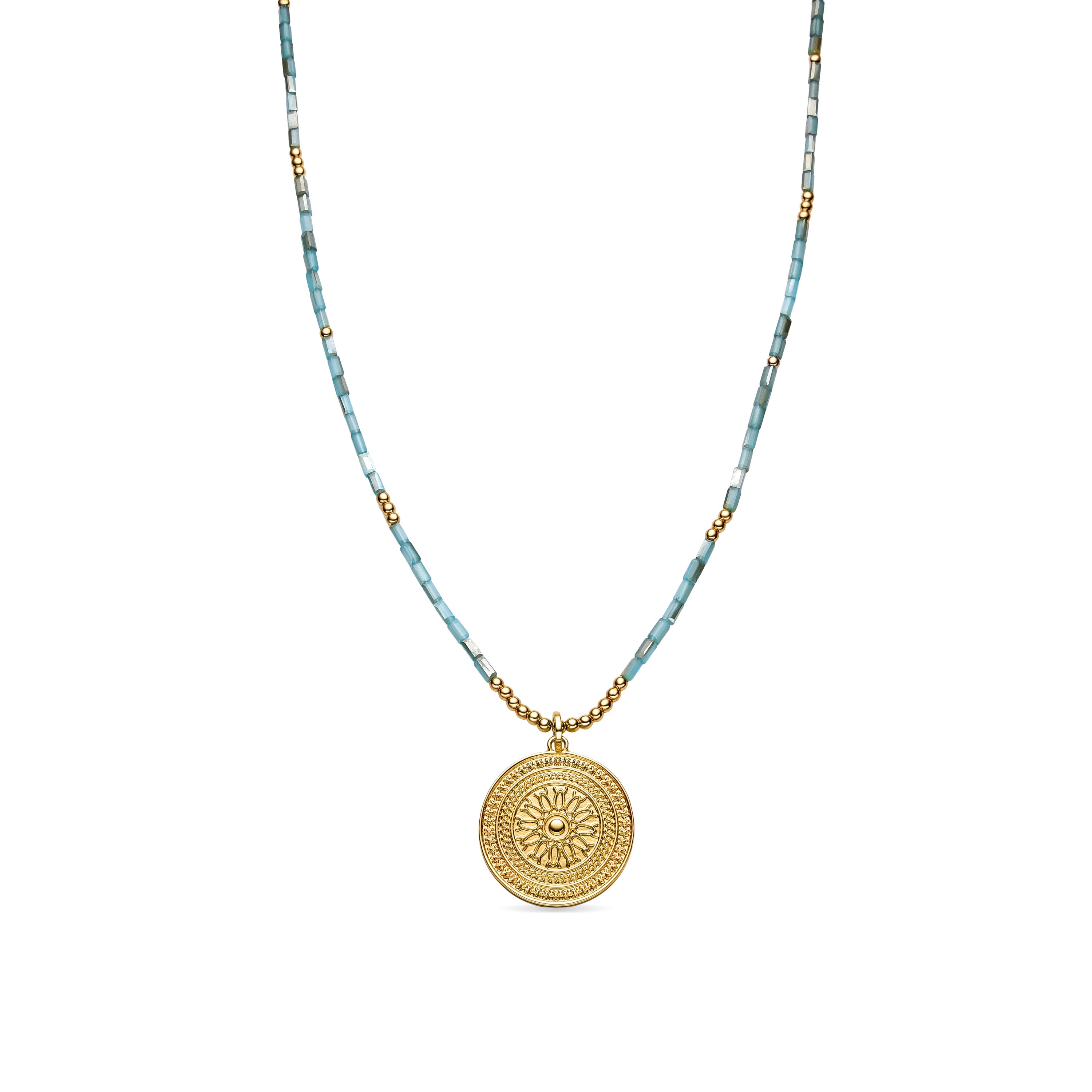 Necklace with Blue Crystal 18k gold finish - Thyu