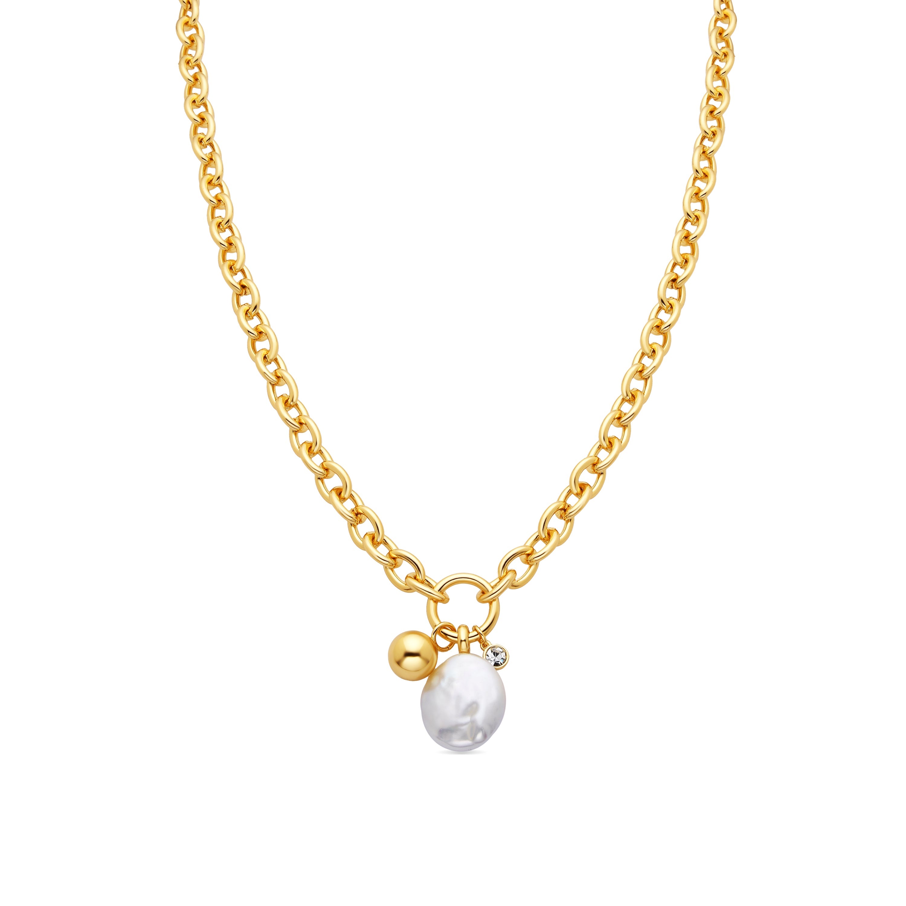 18k yellow gold and white pearl necklace - Rinwe