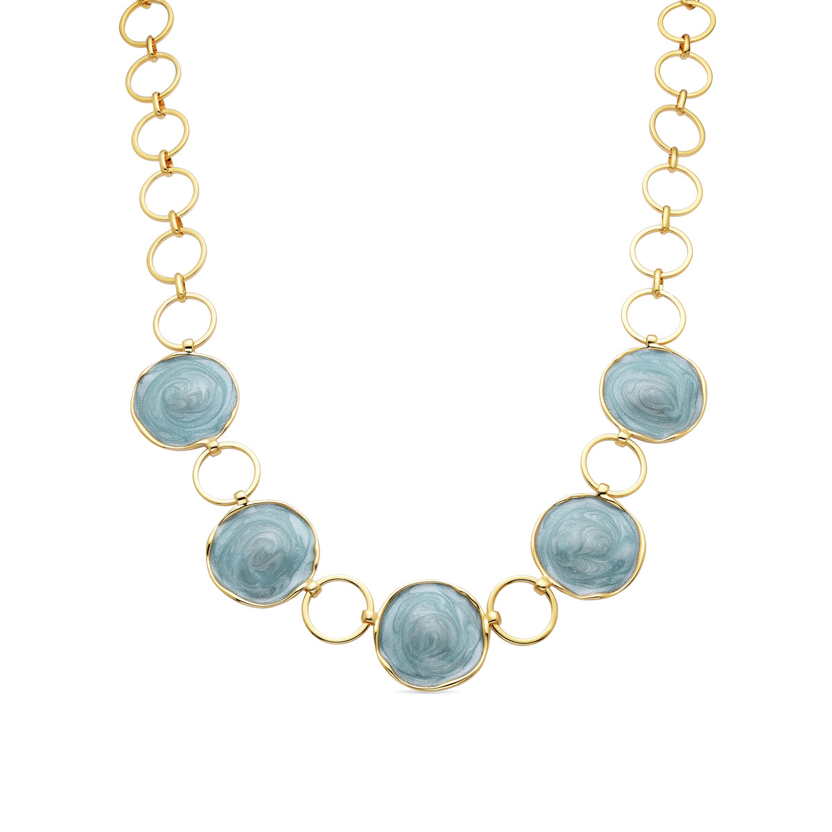 Huldio Blue Lacquer Necklace with 18k yellow gold finish