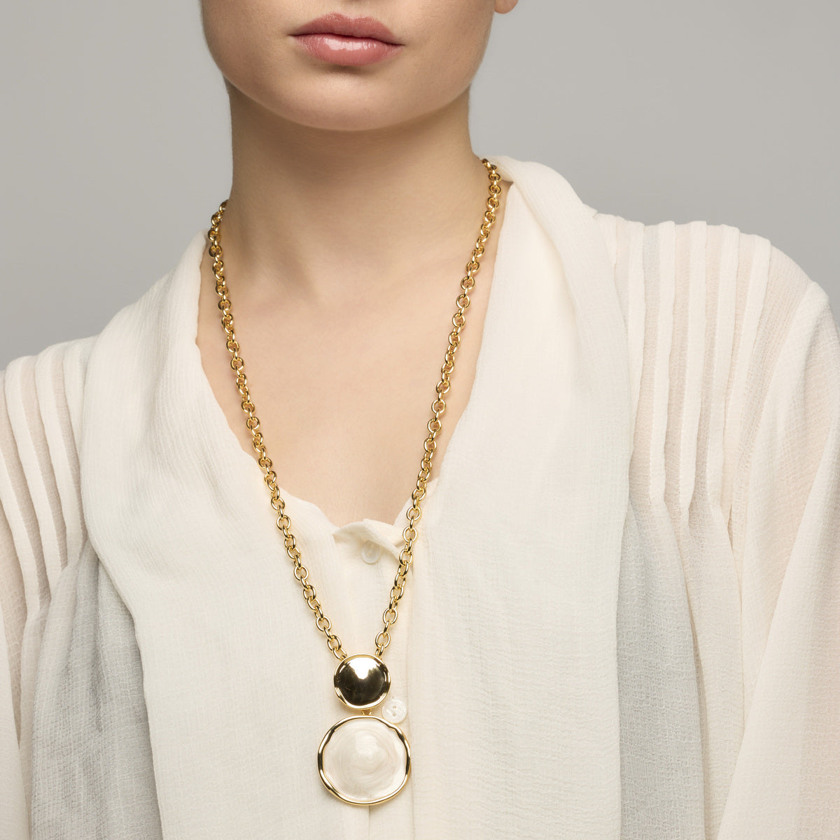 Talorzi Necklace in White Lacquer with 18k Yellow Gold Finish