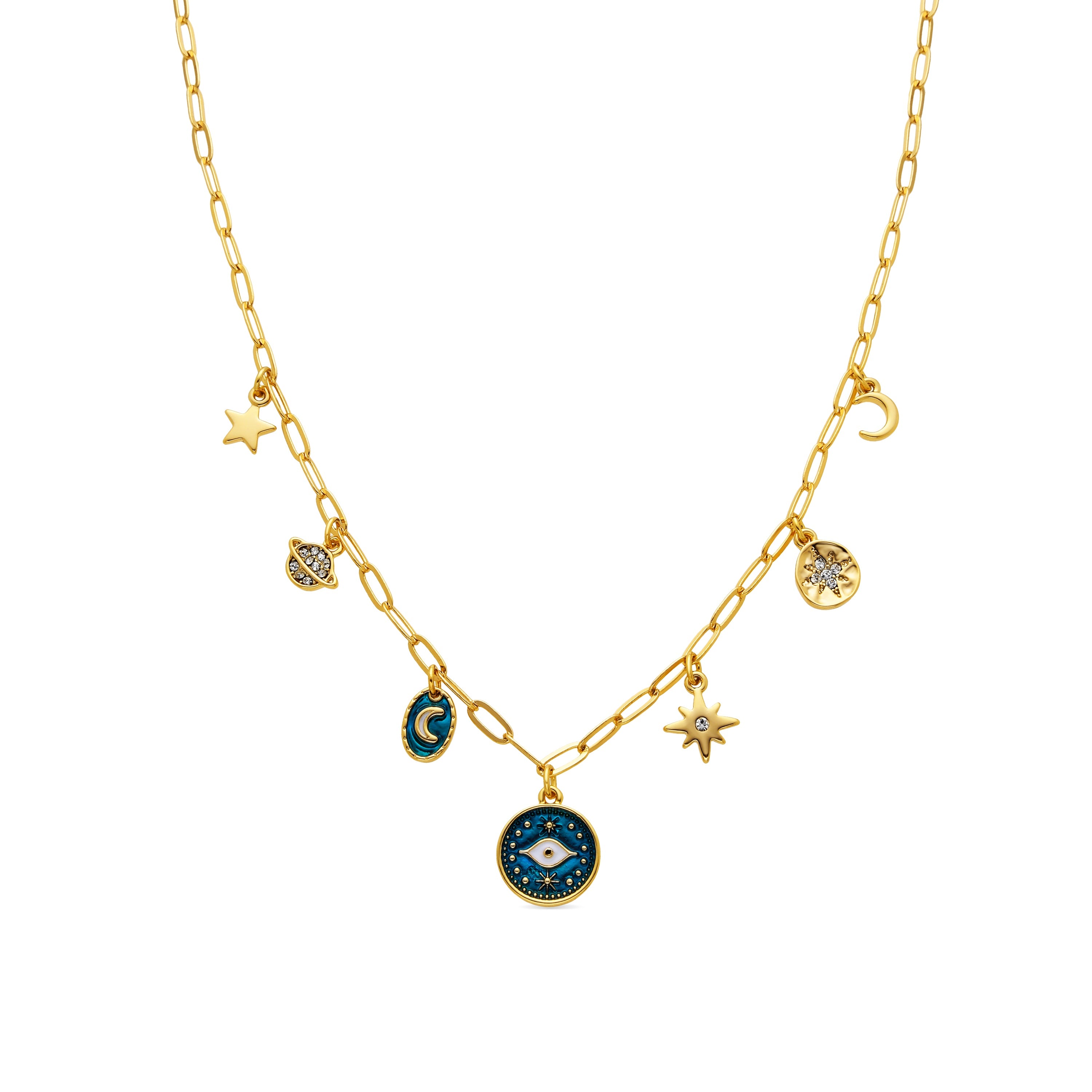 18k yellow gold and blue resin finish necklace - Wiwik