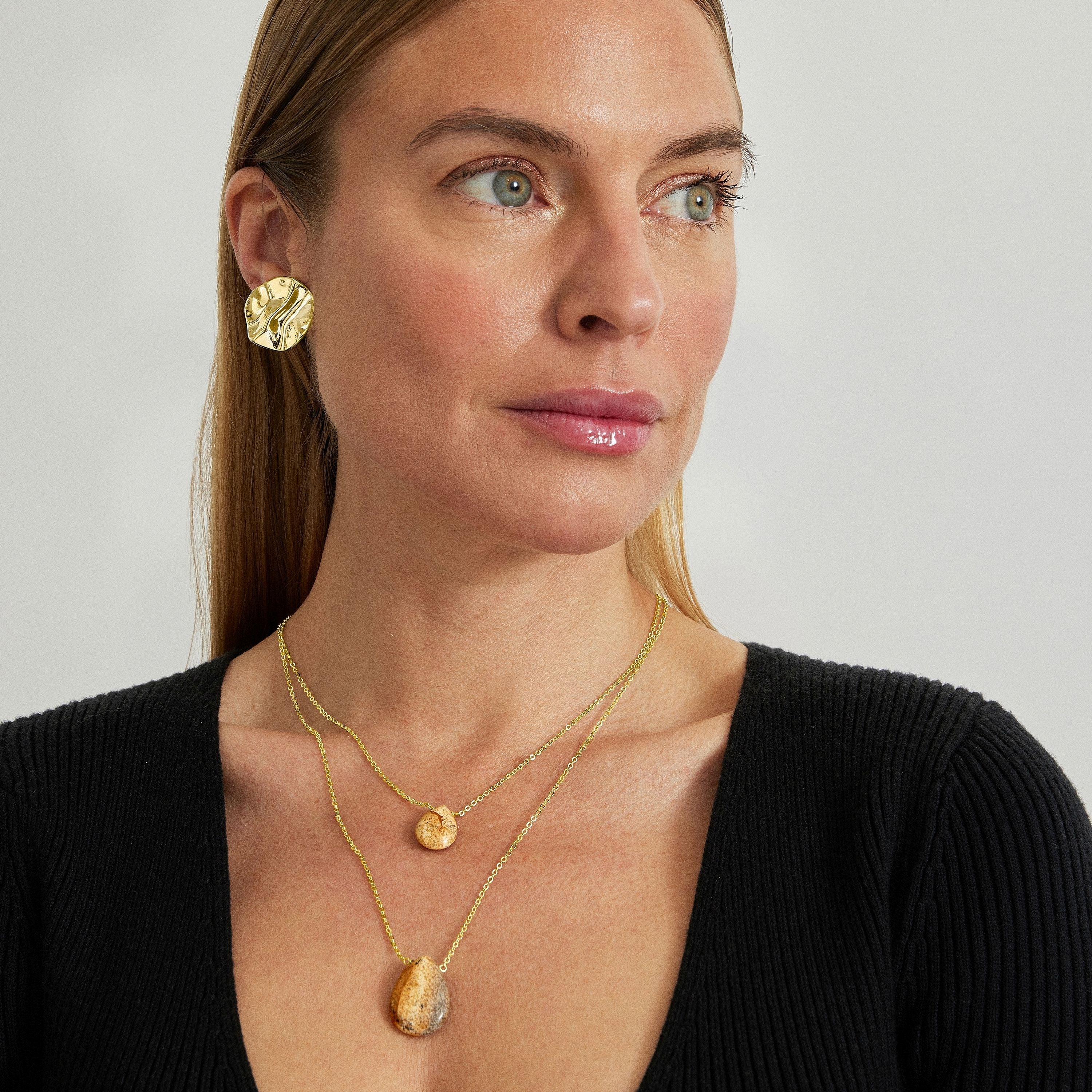 Landscape Jasper Necklace finished in 18K yellow gold - Abelia