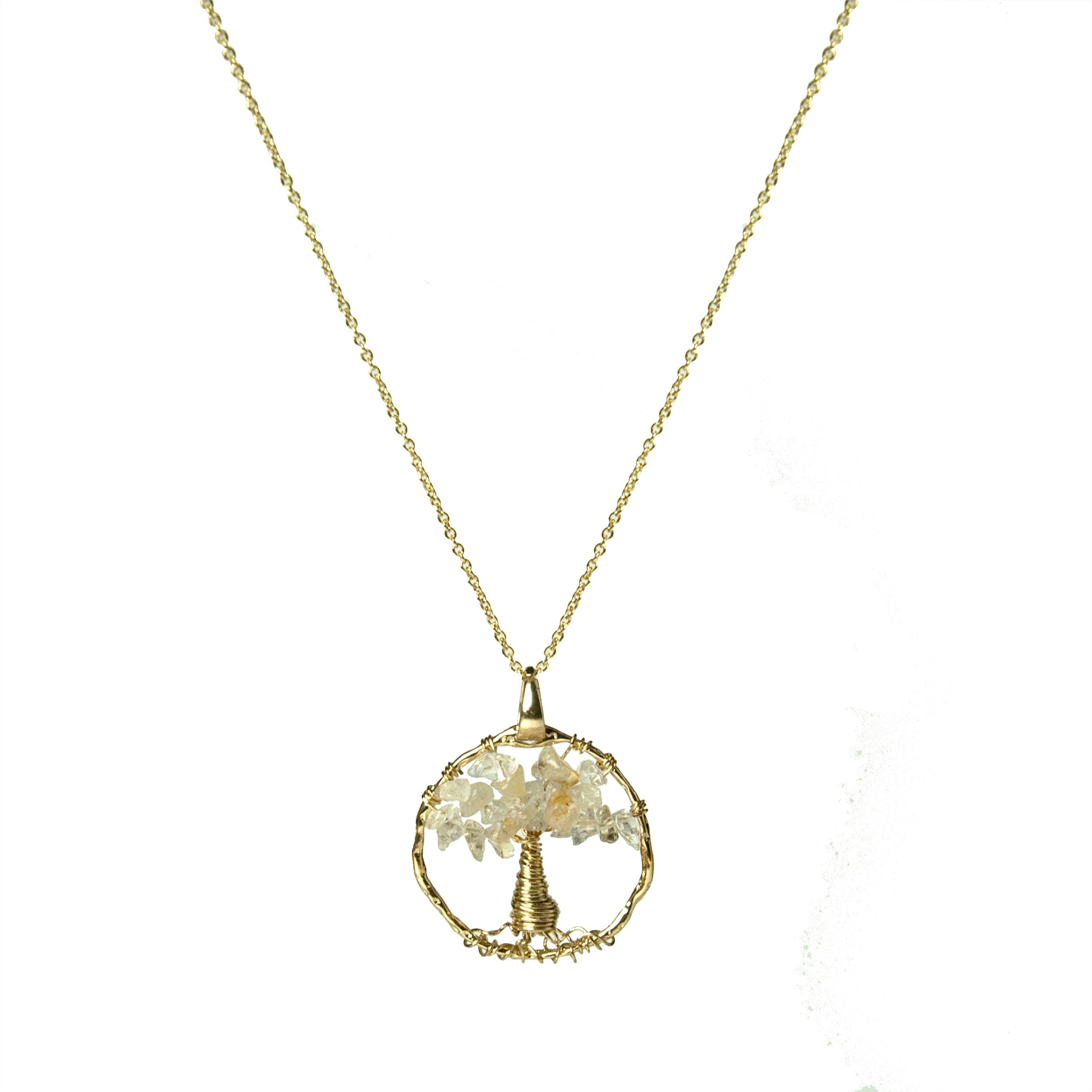 Natural Citrine Necklace Finished in 18K Yellow Gold - Budleia