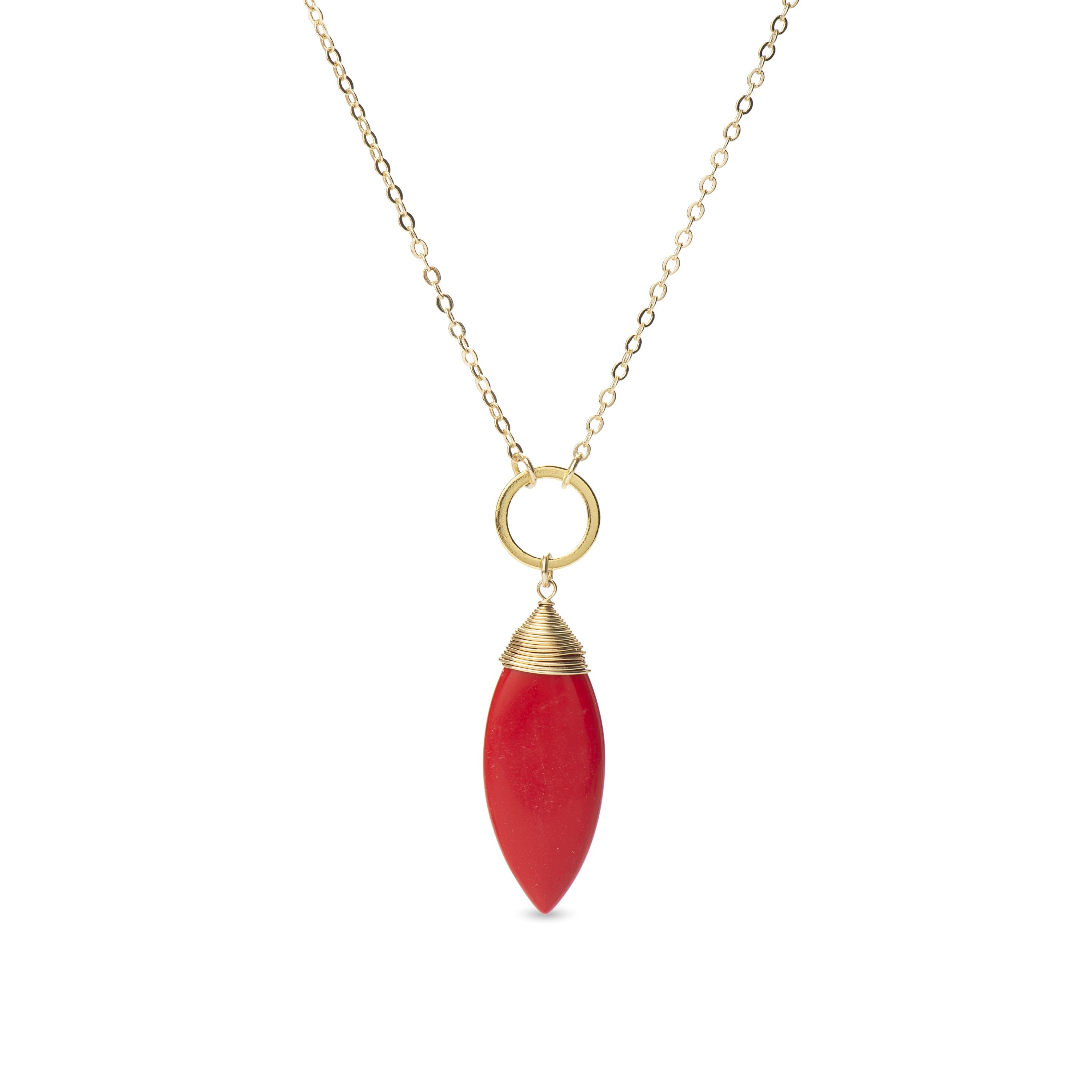 Coral necklace finished in 18K yellow gold - Ayom