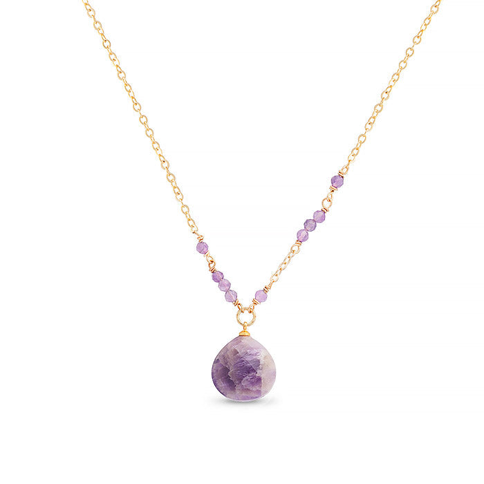 Natural Amethyst Necklace Finished in 18K Yellow Gold - Zoqoyi