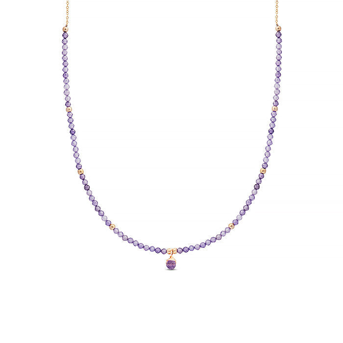 Amethyst Zirconia Necklace finished in 18K yellow gold - Athat