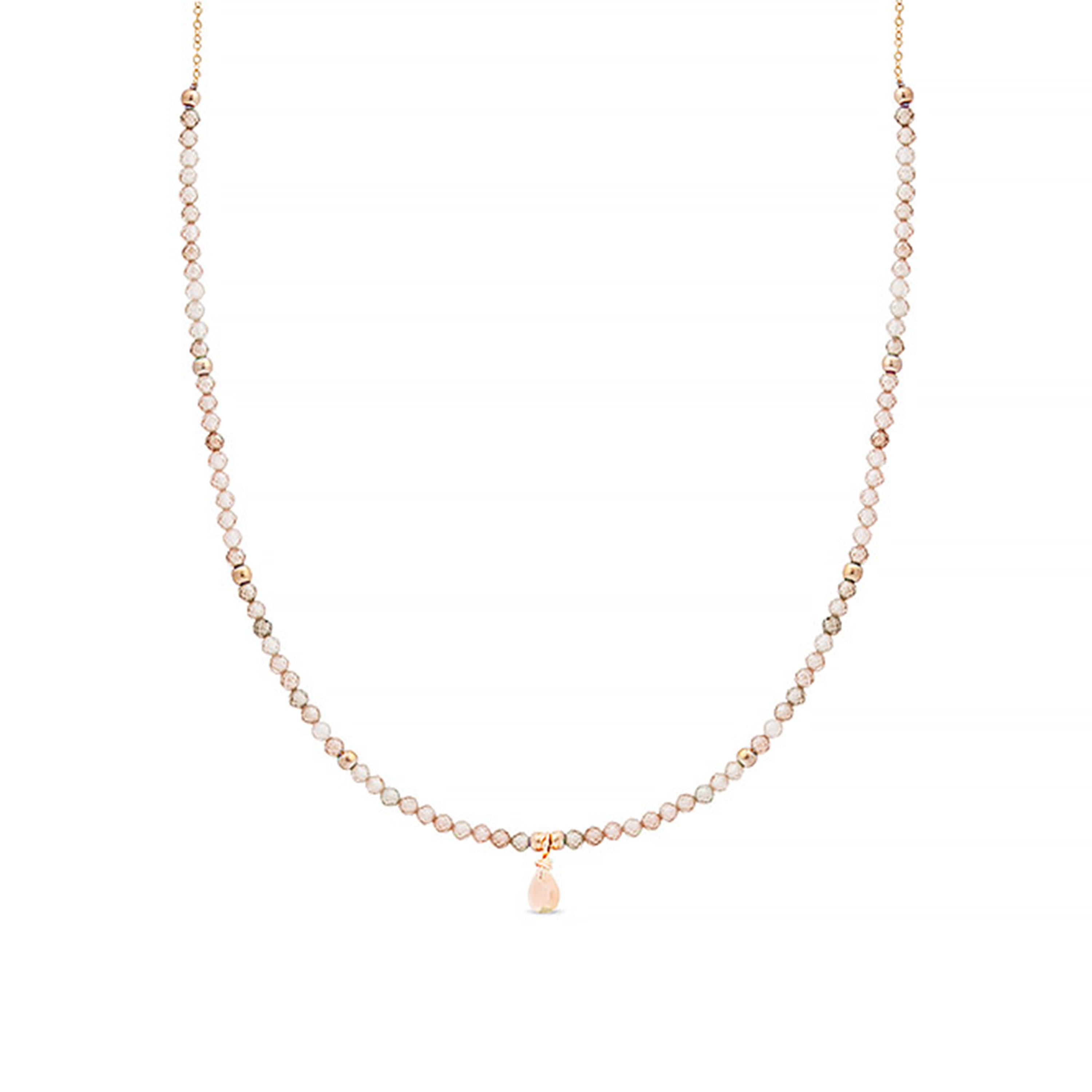 Champagne Zirconia Necklace finished in 18K yellow gold - Athat