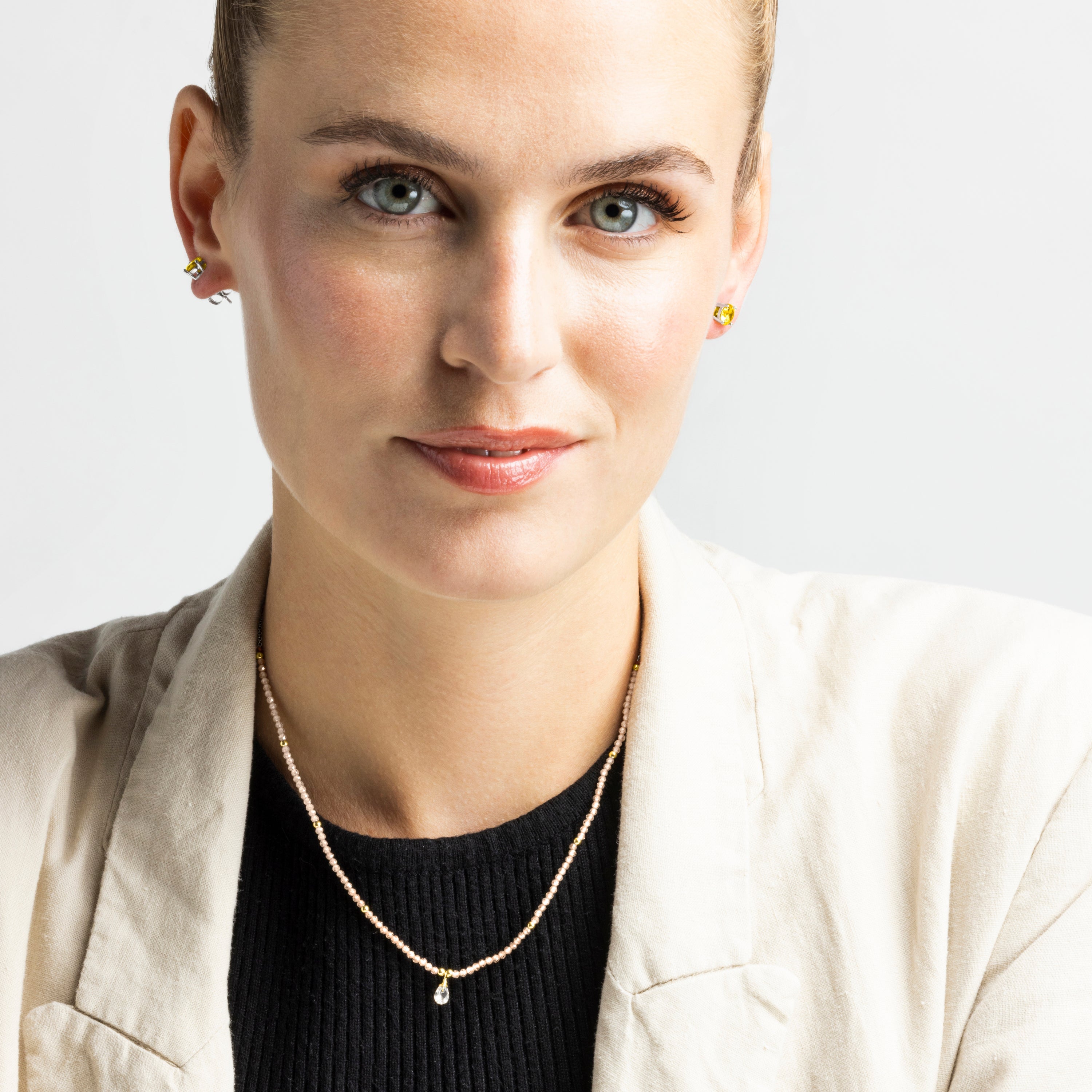 Champagne Zirconia Necklace finished in 18K yellow gold - Athat