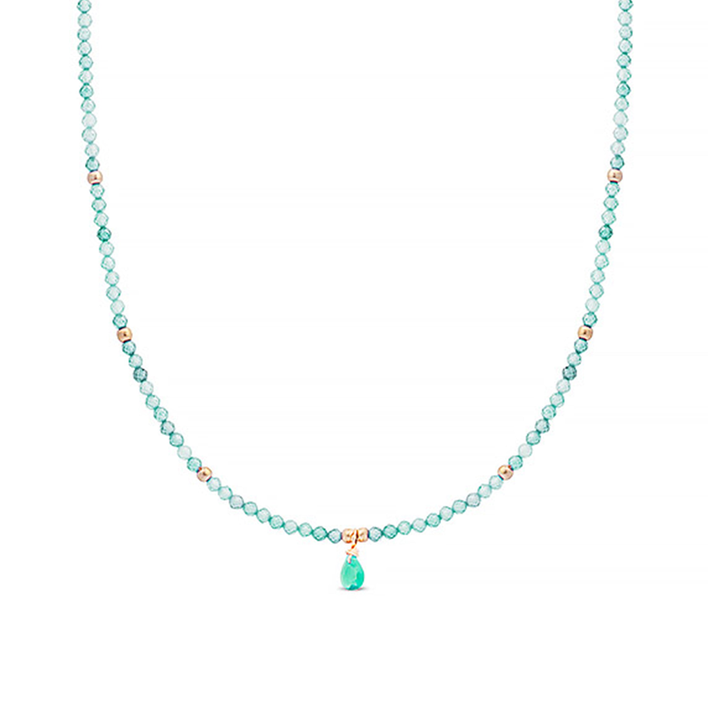Amazonite necklace finished in 18K yellow gold - Athat