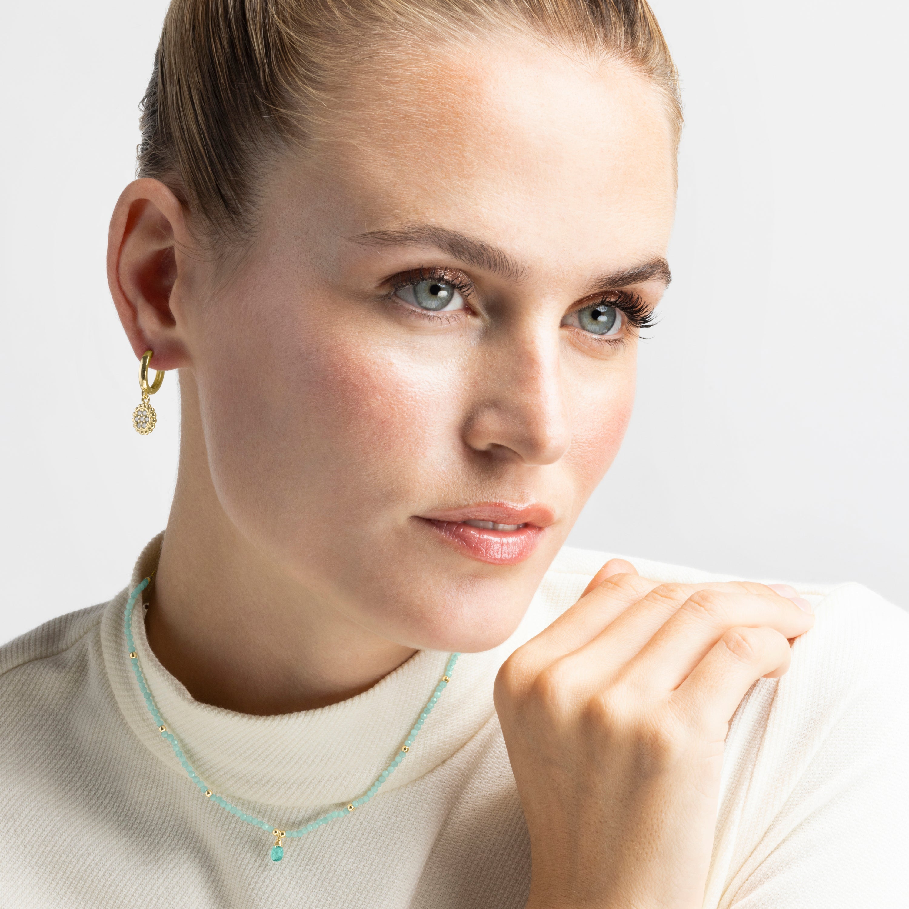 Amazonite necklace finished in 18K yellow gold - Athat
