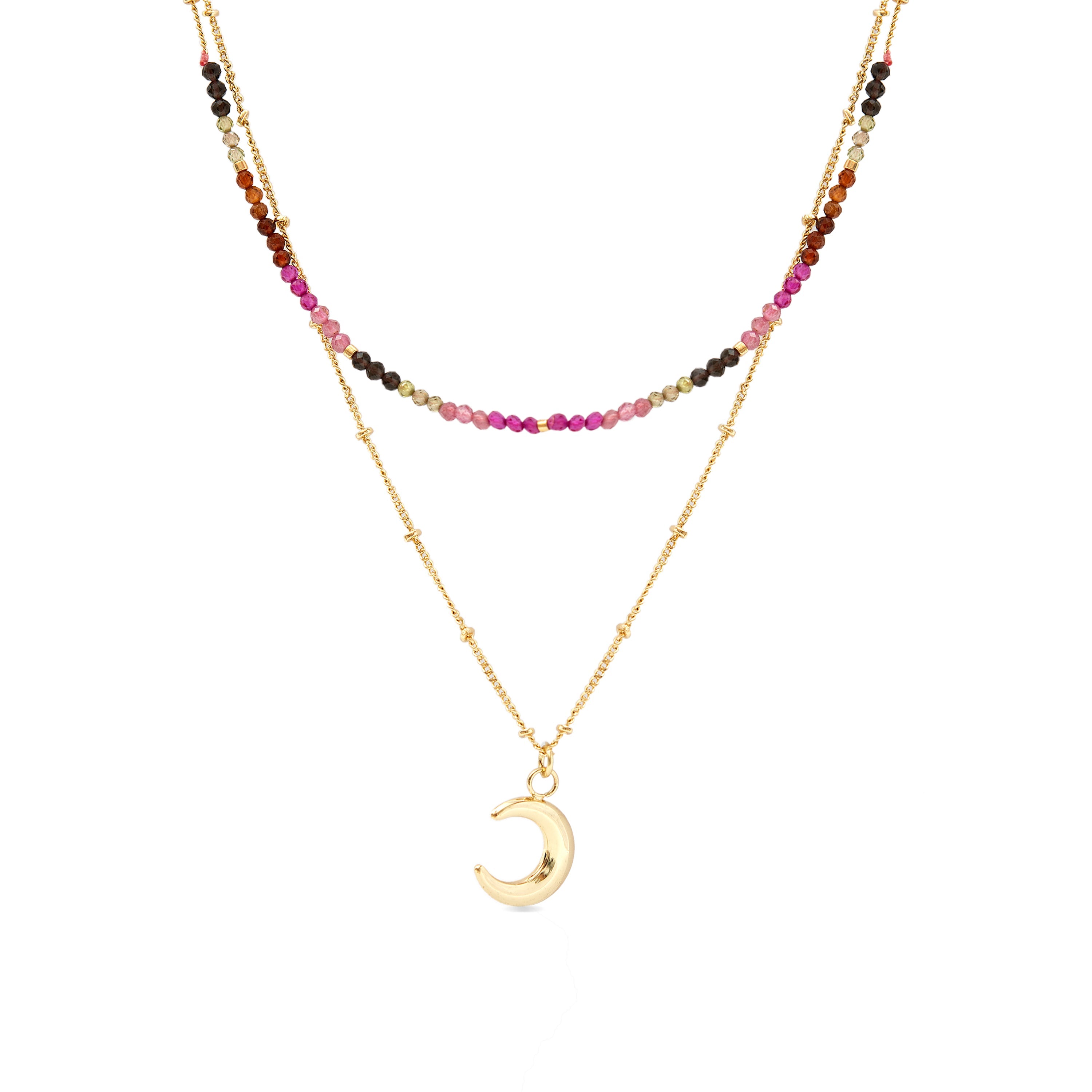 Multicolor Crystal Necklace finished in 18K yellow gold - Noko