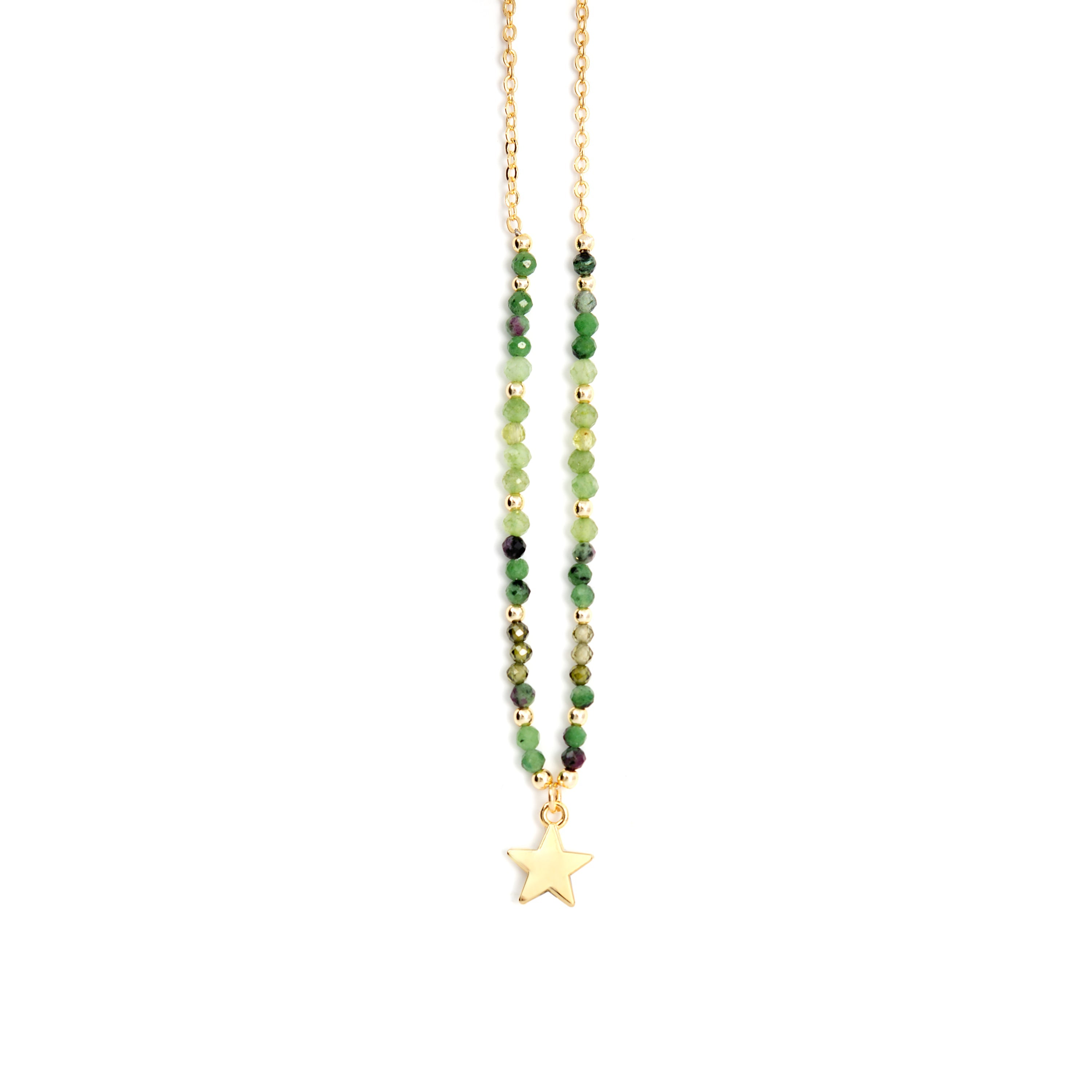 Green Crystal Necklace finished in 18K yellow gold - Awulf
