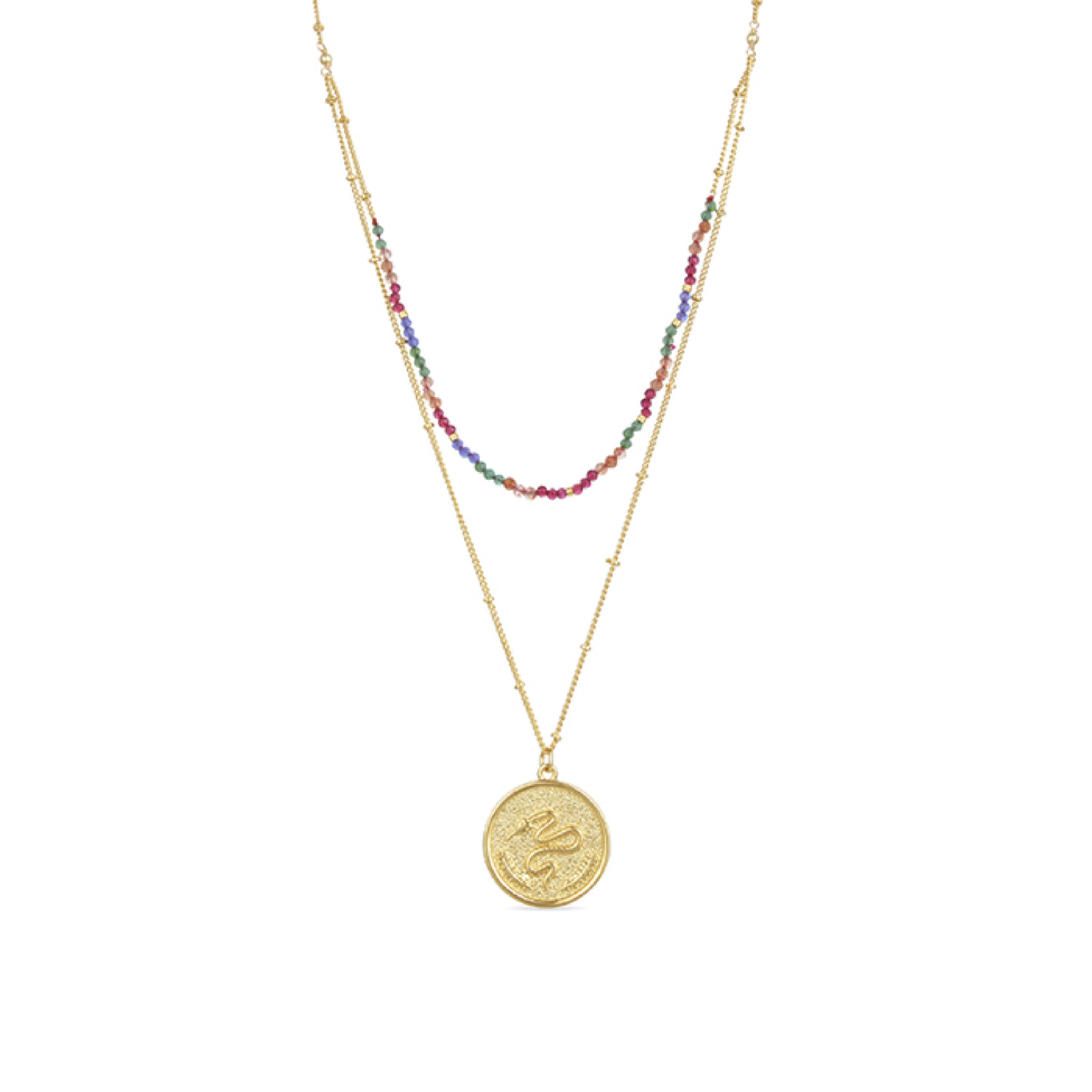 Multicolor Crystal Necklace finished in 18K yellow gold - Eku
