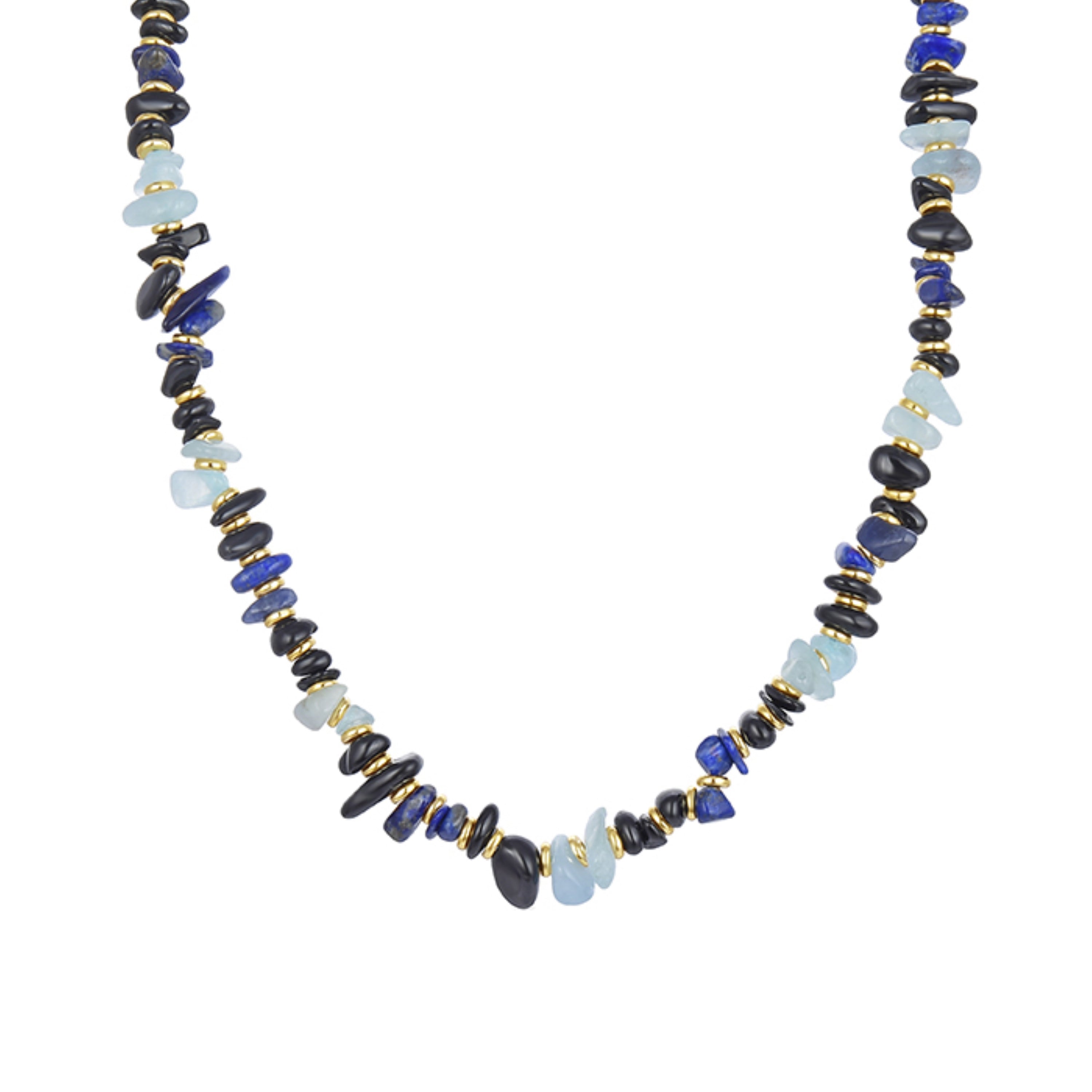 Natural Aquamarine Necklace finished in 18K yellow gold - Rixu