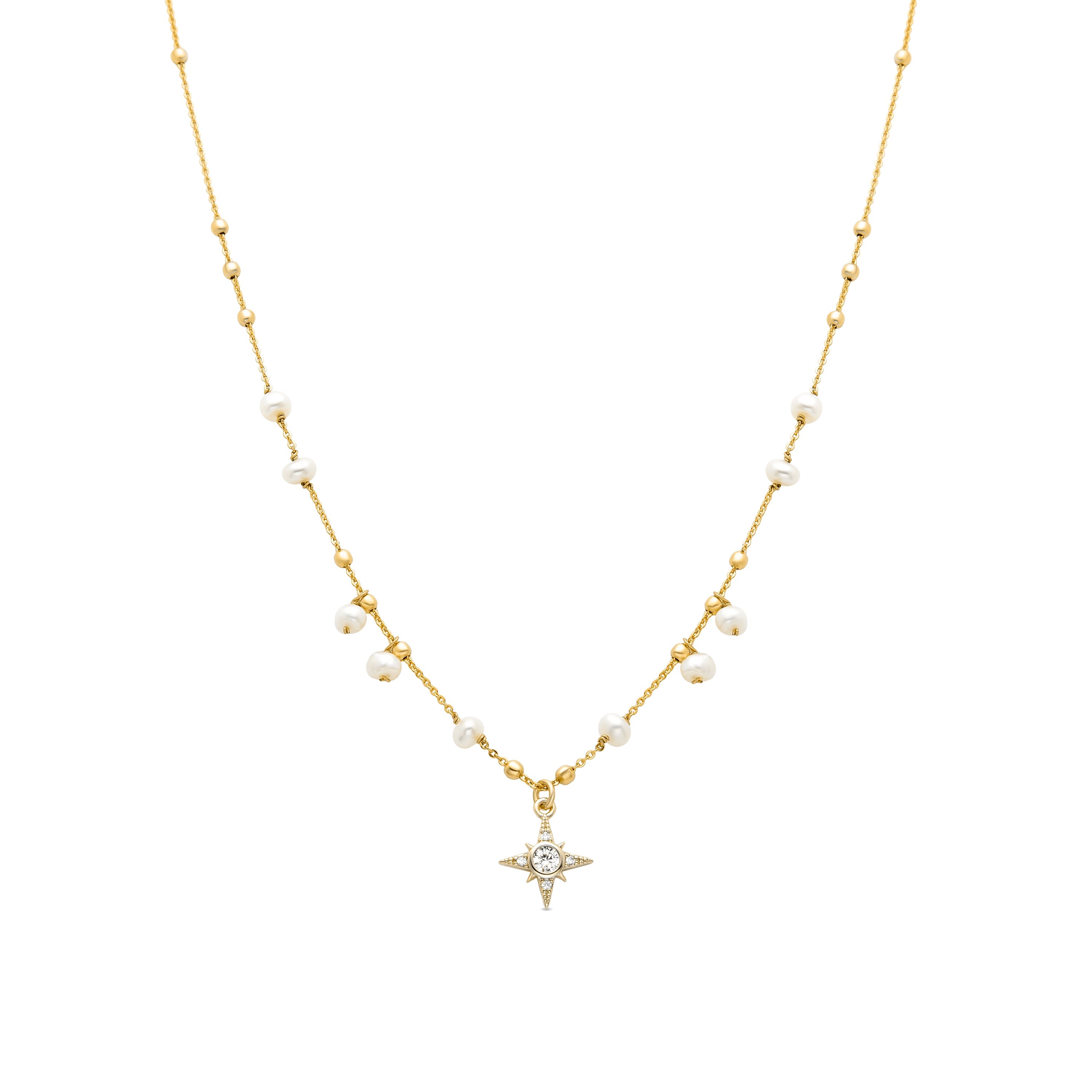 Collar de Perla Blanca acabado en oro amarillo 18K - Rokrum