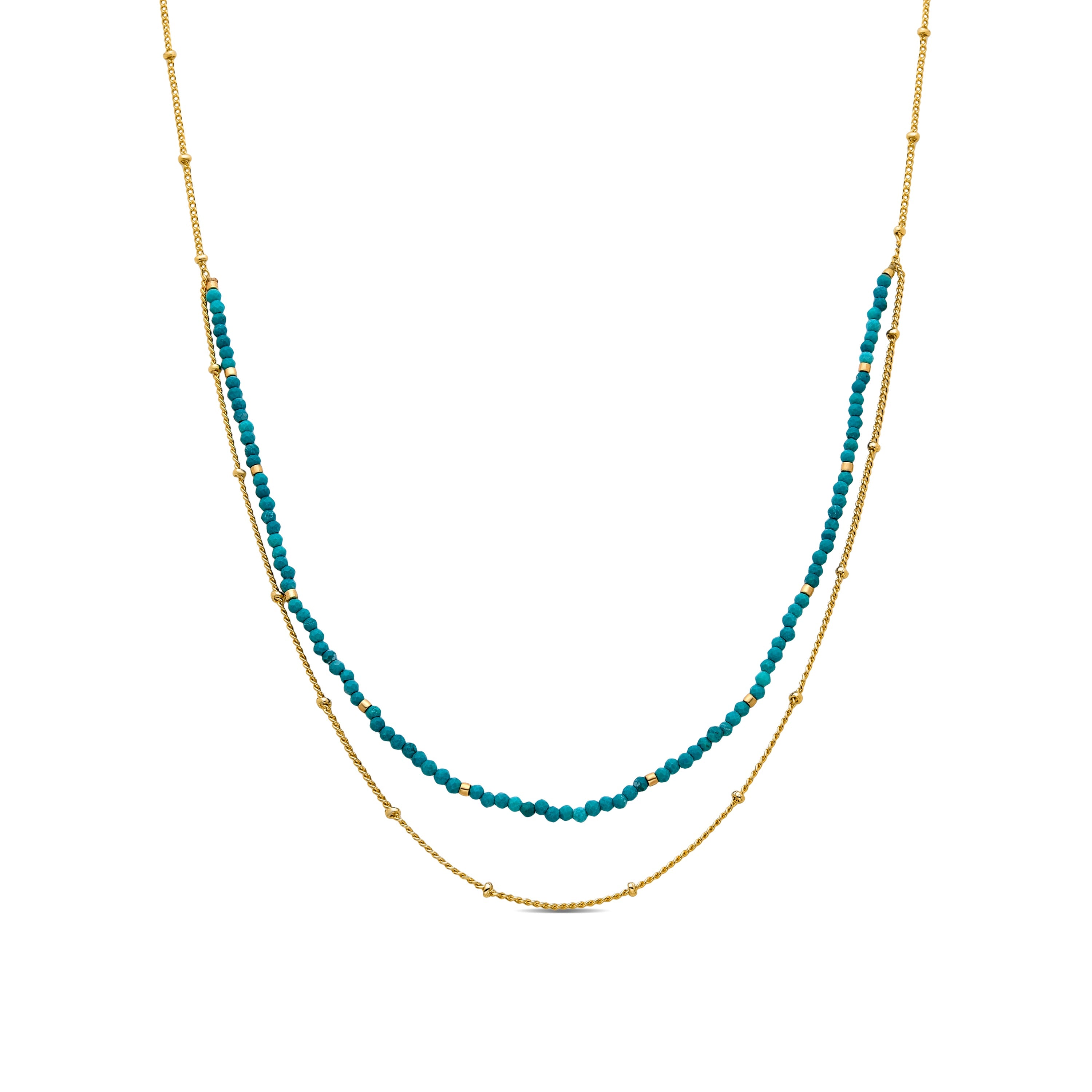 Green Crystal Necklace finished in 18K yellow gold - Miwa