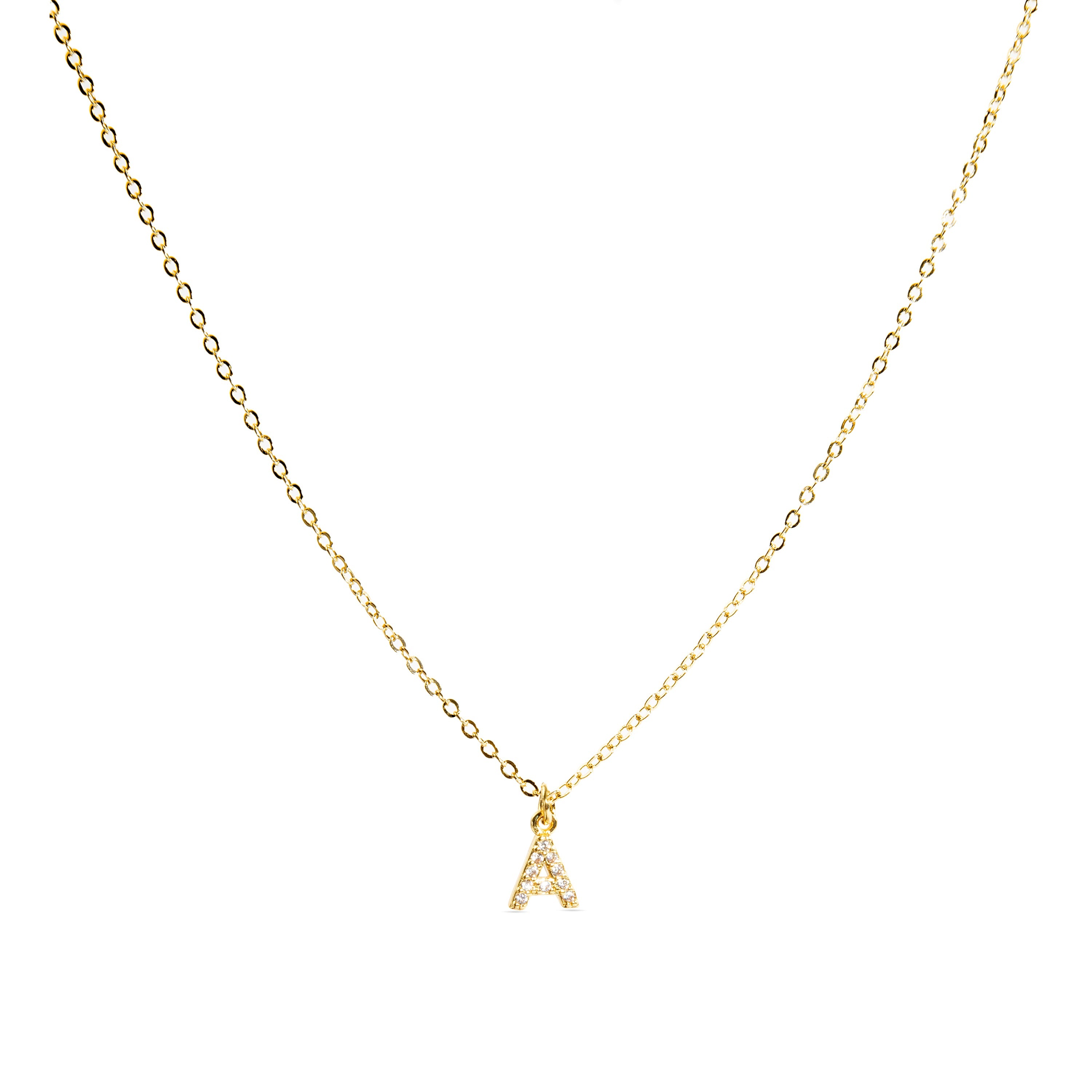 Alphabet Necklace with Brilliant Zirconia in 18k Gold Finish