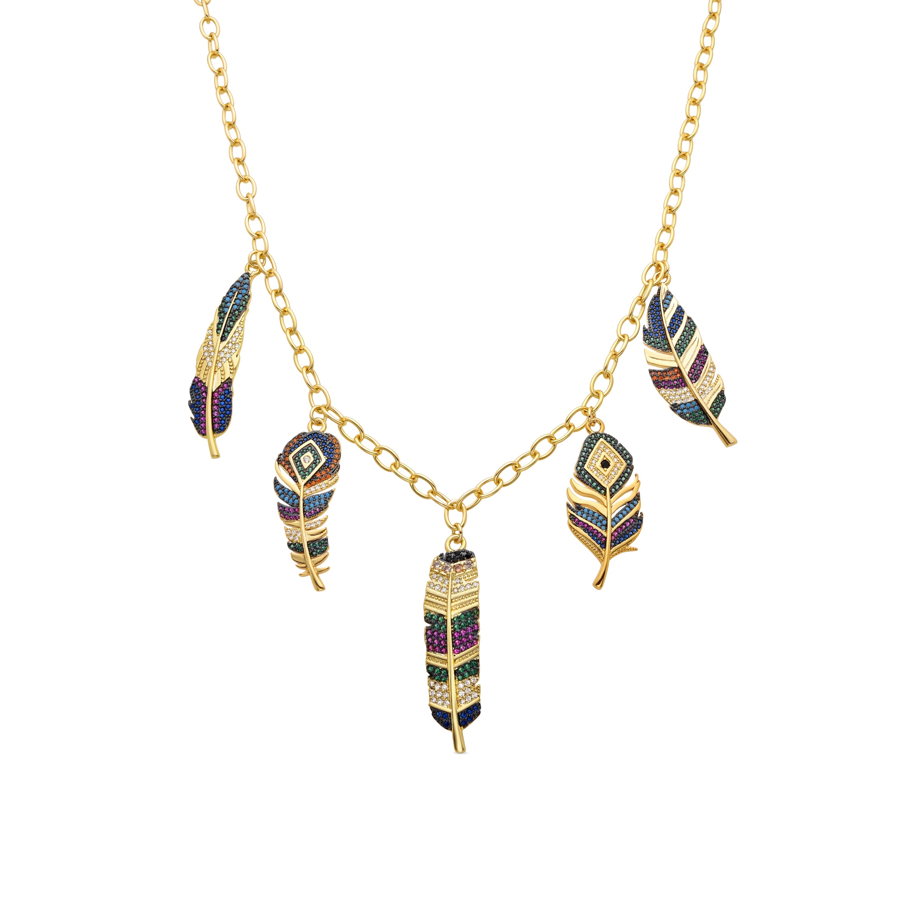 Multicolor Zirconia Necklace finished in 18K yellow gold - Muisem