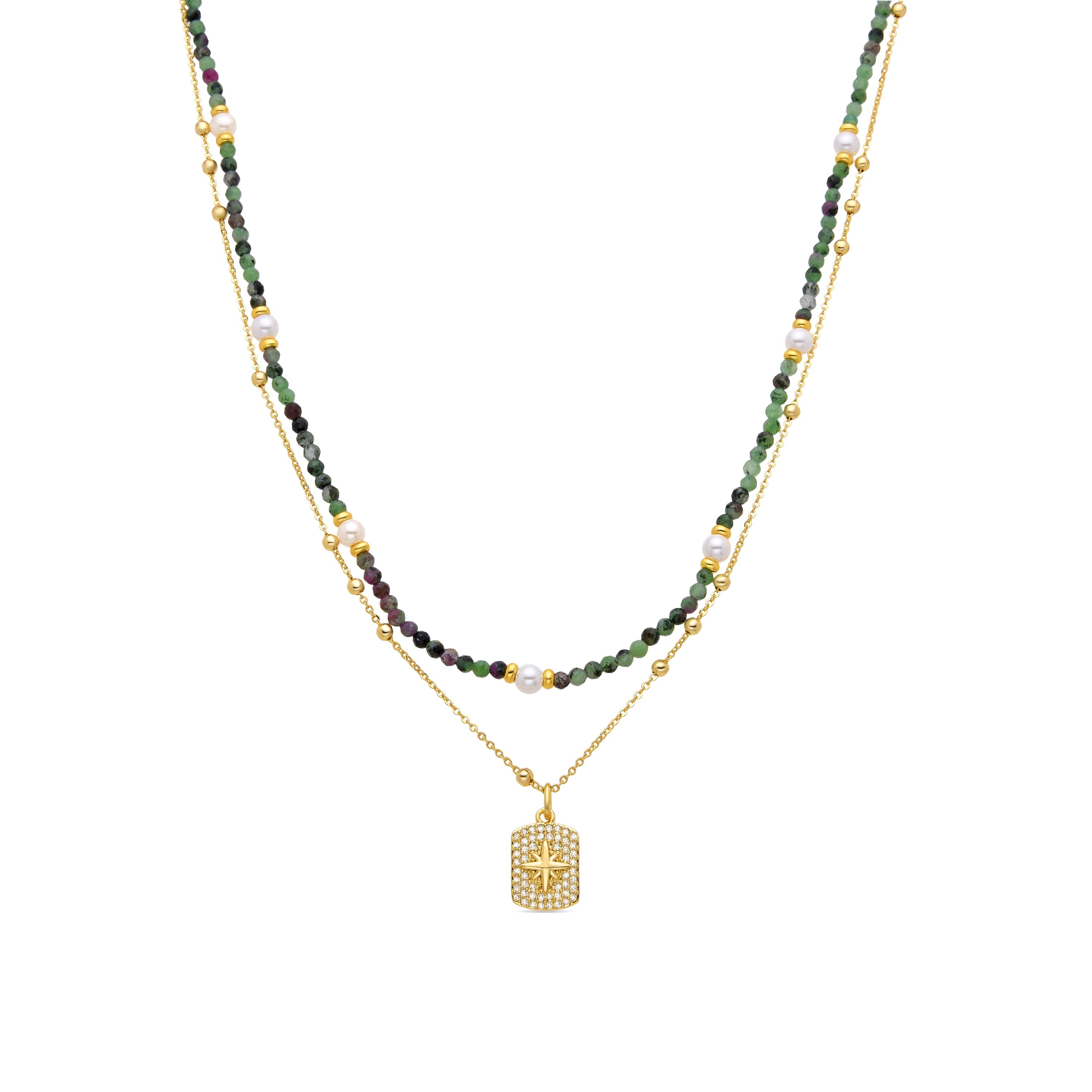 White Pearl Necklace finished in 18K yellow gold - Rayja