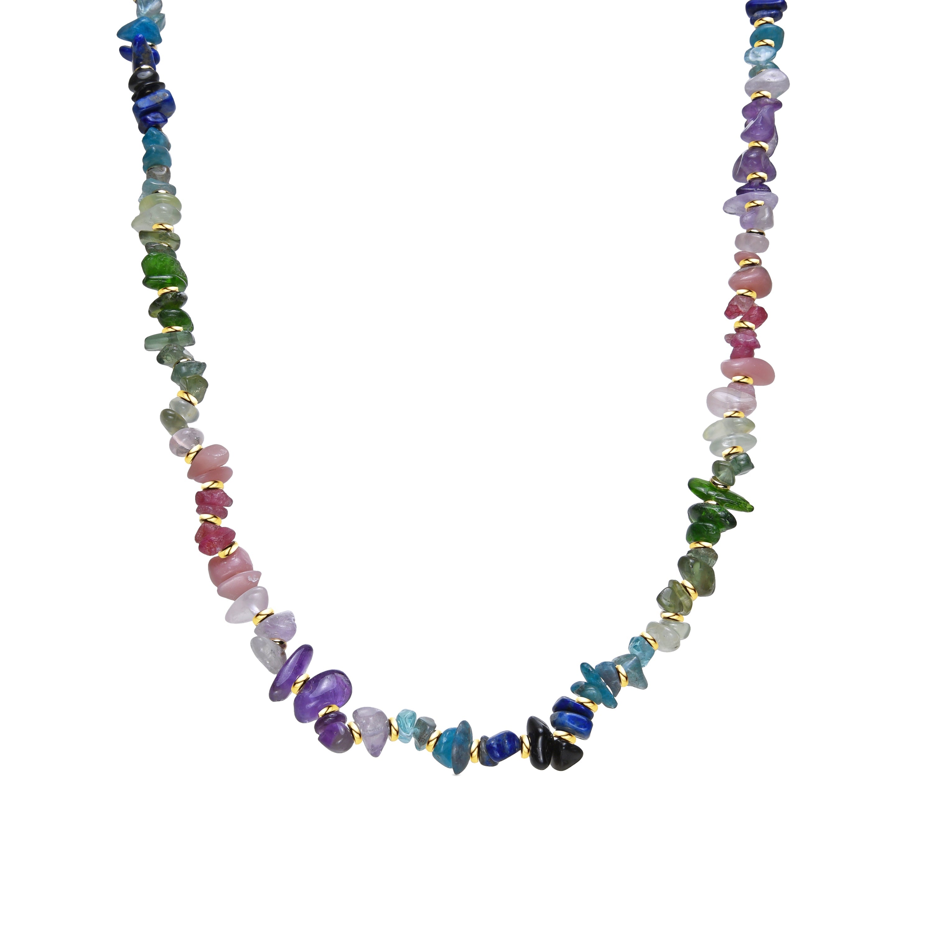 Fluorite necklace finished in 18K yellow gold - Diri