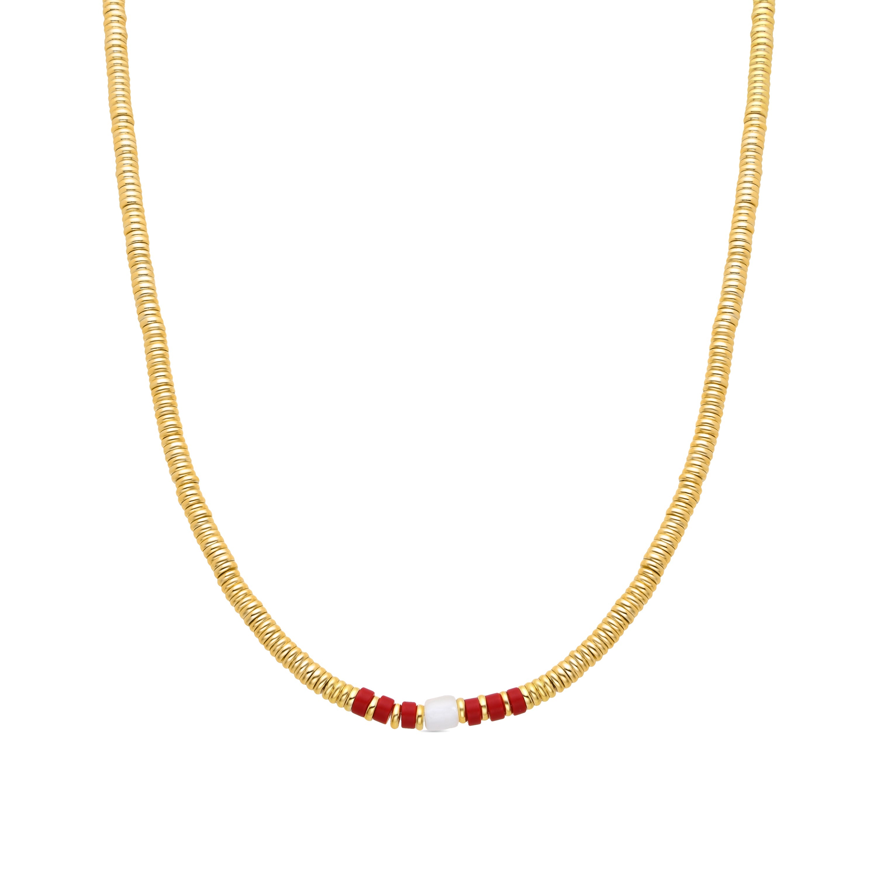 Coral necklace finished in 18K yellow gold - Sumuna