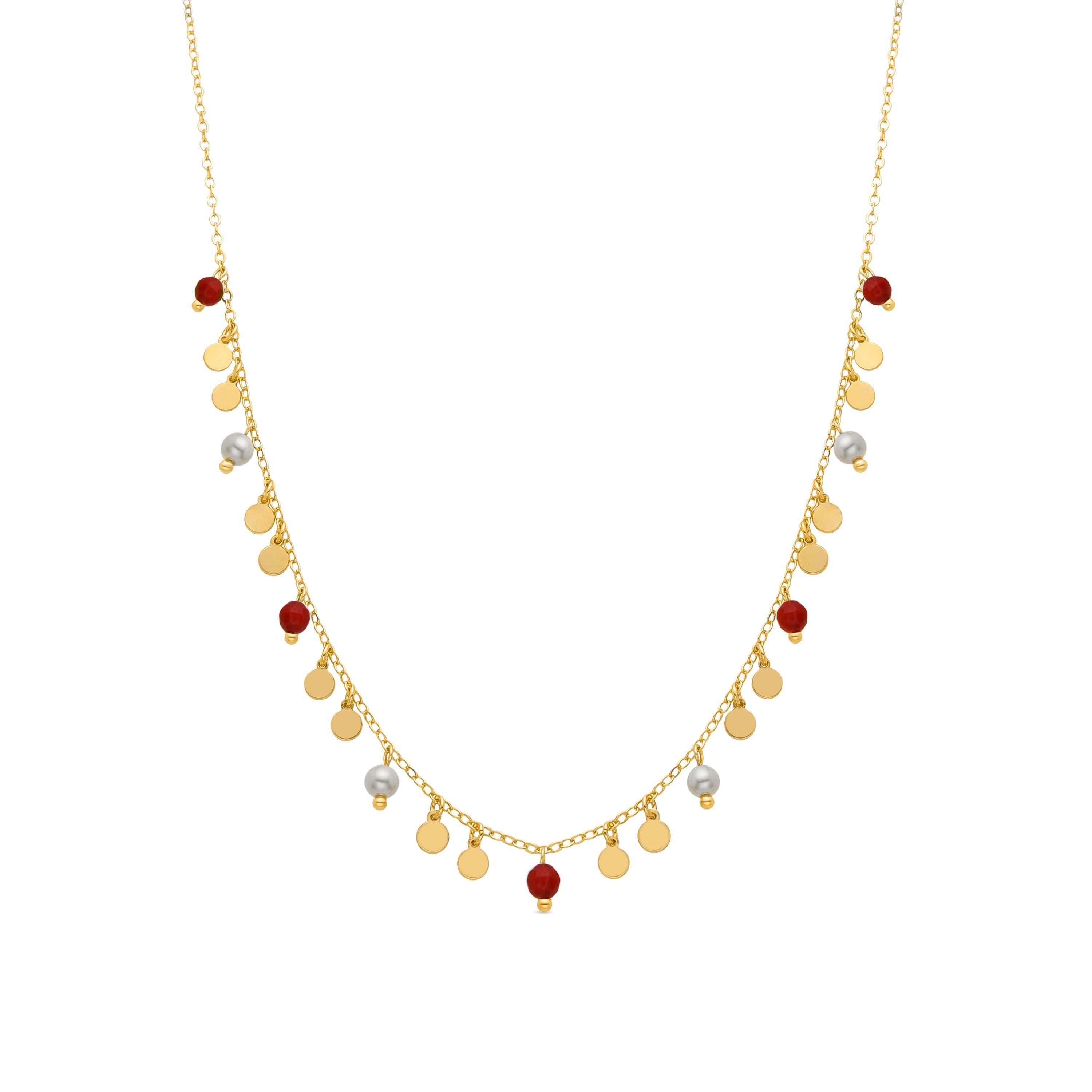 Coral necklace finished in 18K yellow gold - Dilna