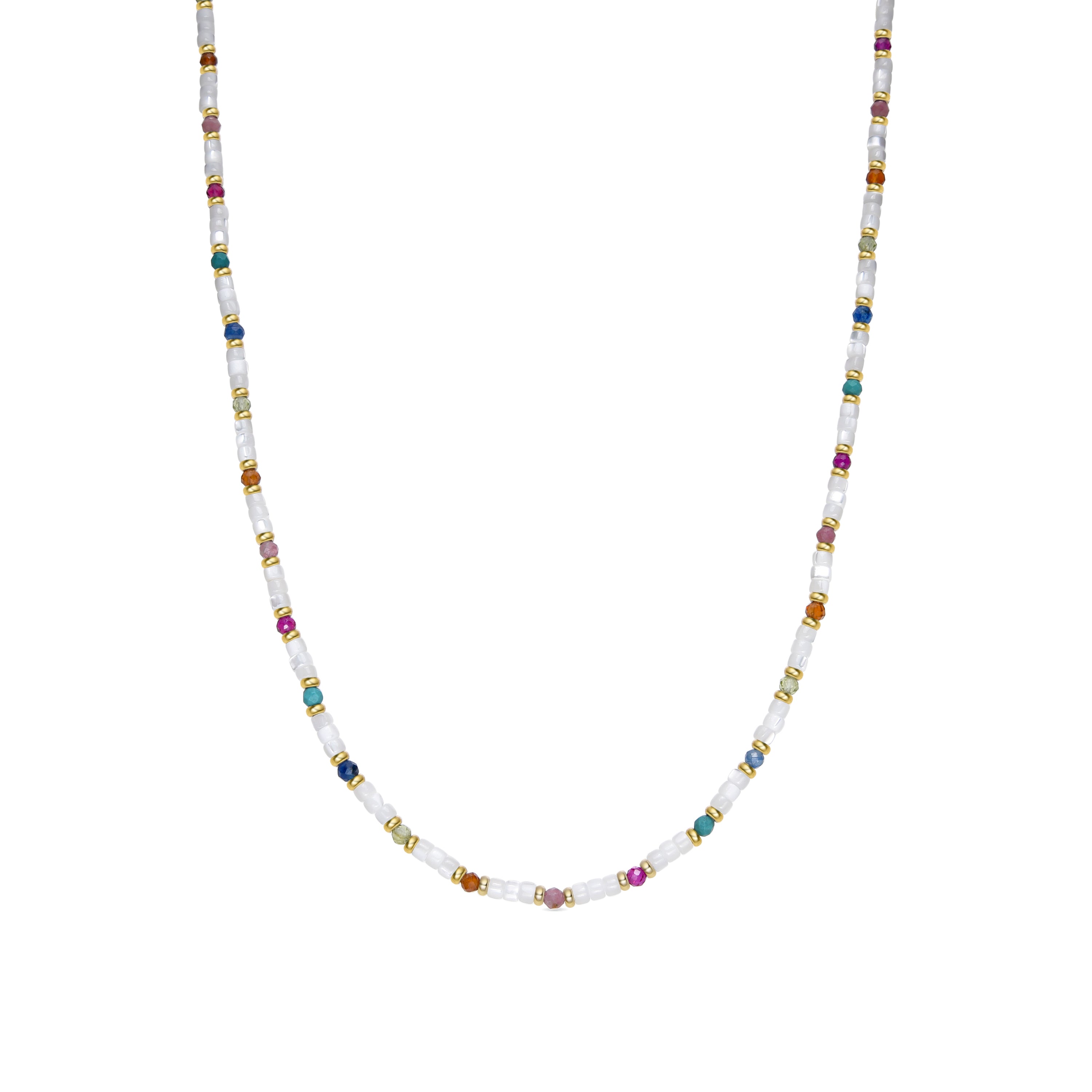 Necklace with White Mother of Pearl, 18k gold finish - Xolau