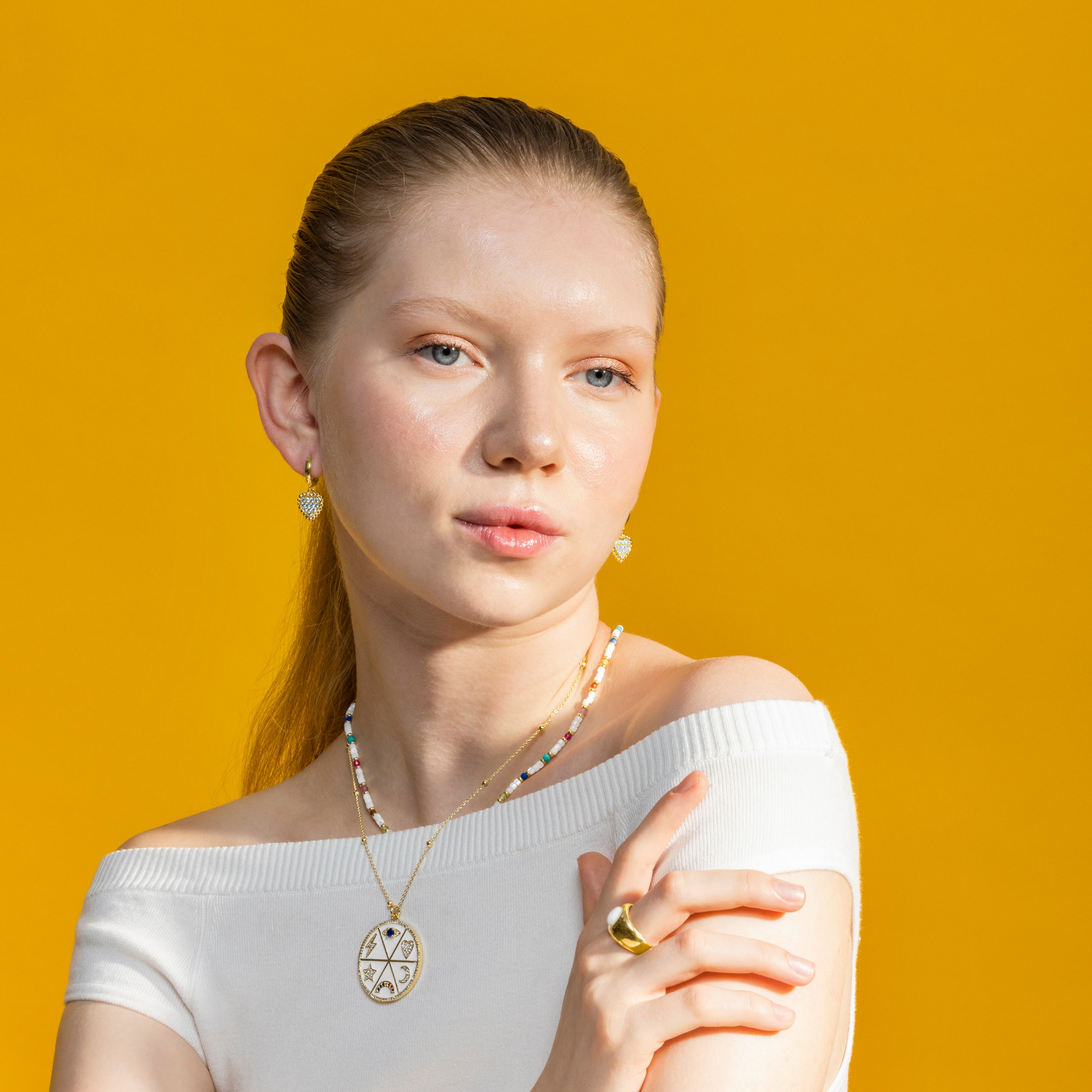 Necklace with Multicolor Zirconia, 18k Gold Finish - Thiem