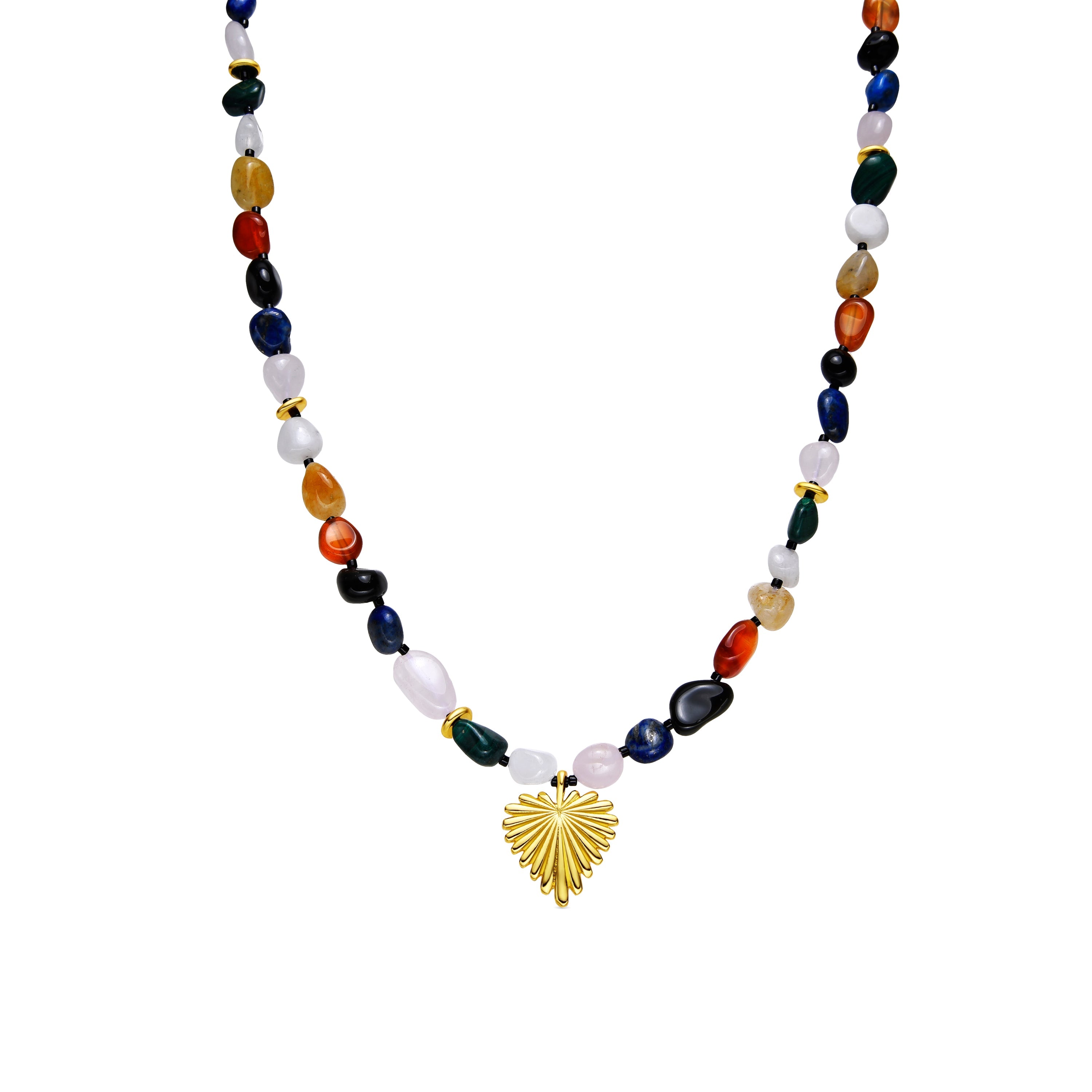 Necklace with Multicolor Natural Stone 18k Gold Finish - Ilisen