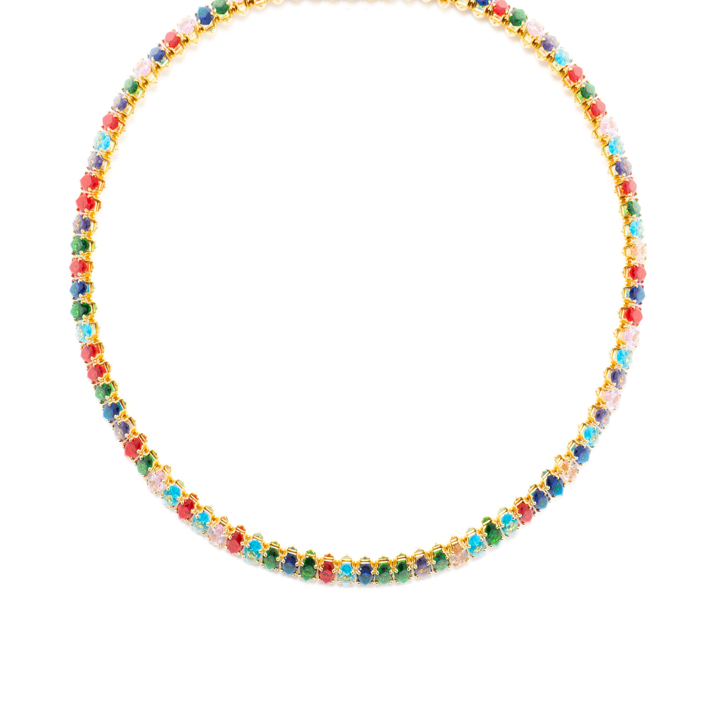 Necklace with Multicolor Crystal, 18k Gold Finish - Nex