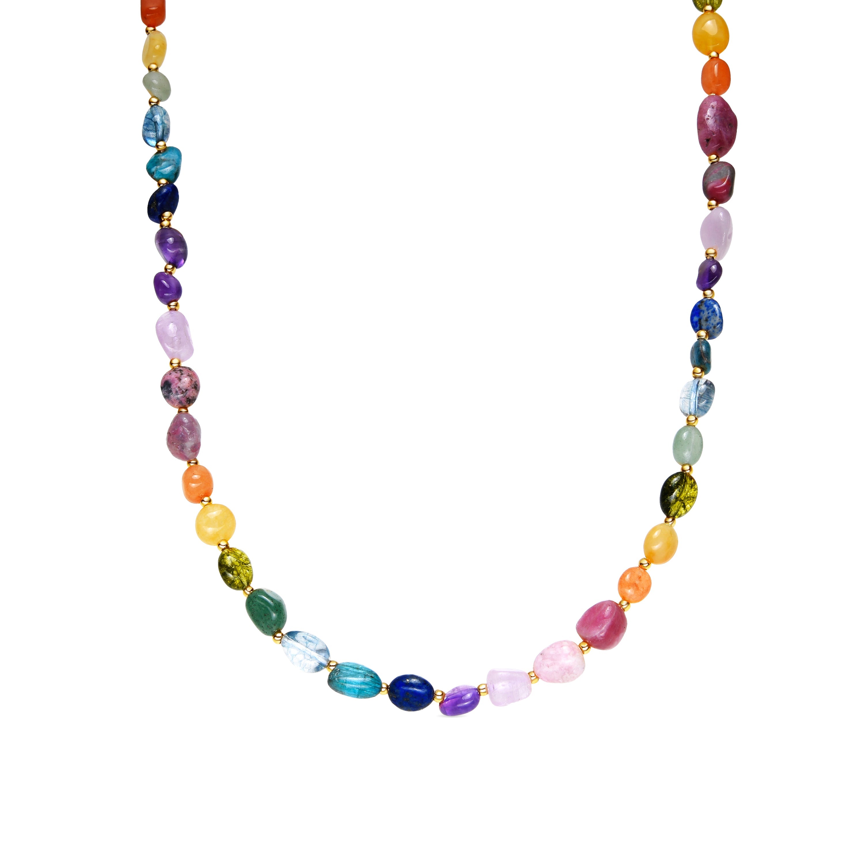 18k yellow gold and multicolor natural stone necklace - Umavi