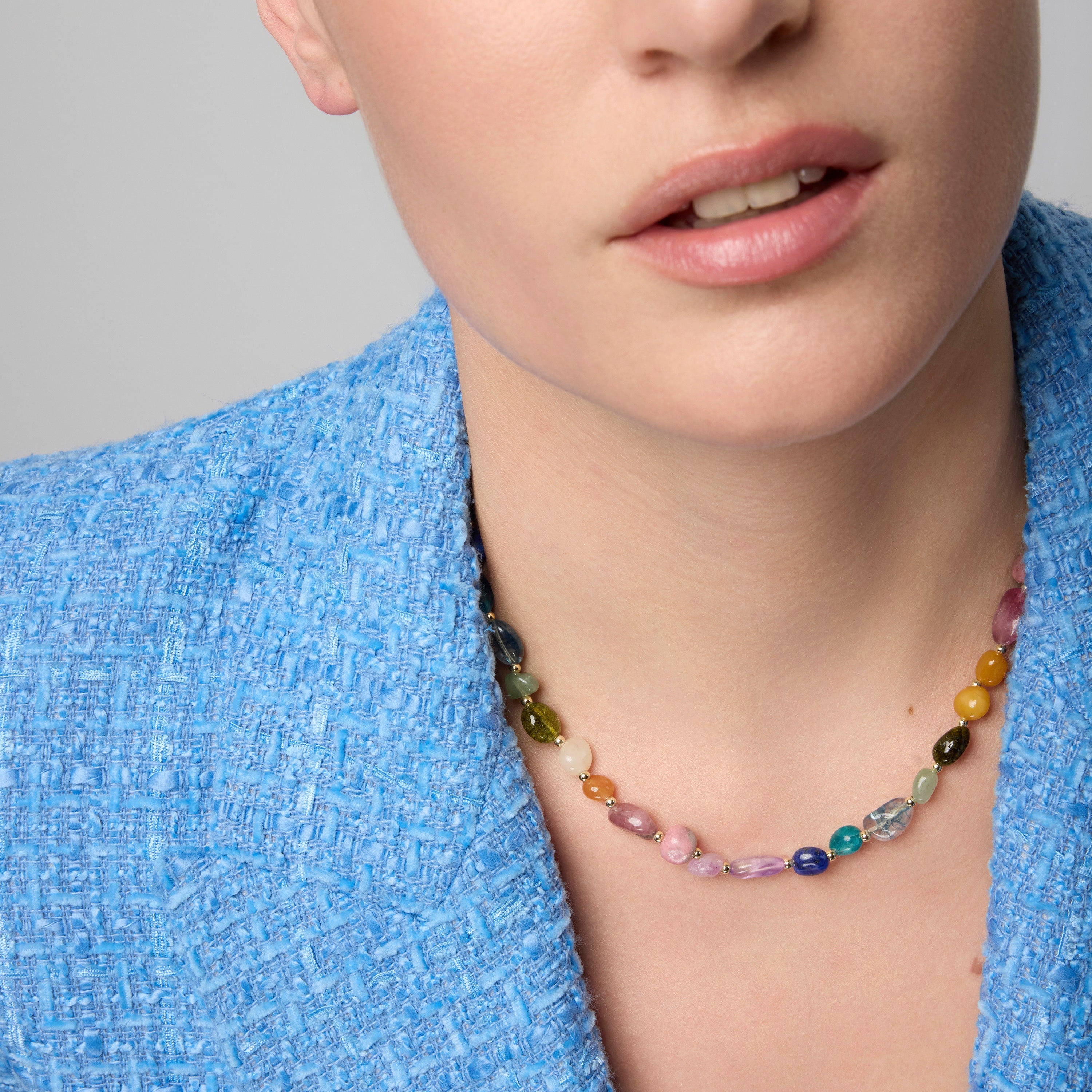 18k yellow gold and multicolor natural stone necklace - Umavi