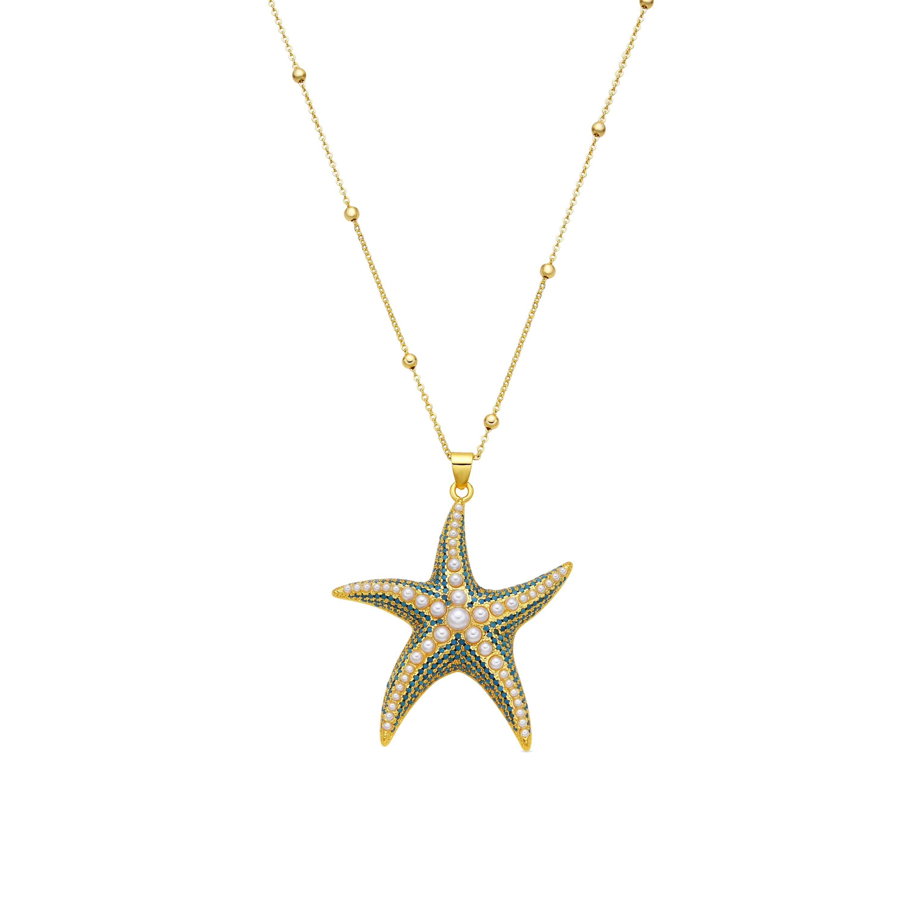 18k yellow gold and white pearl necklace - Ruko