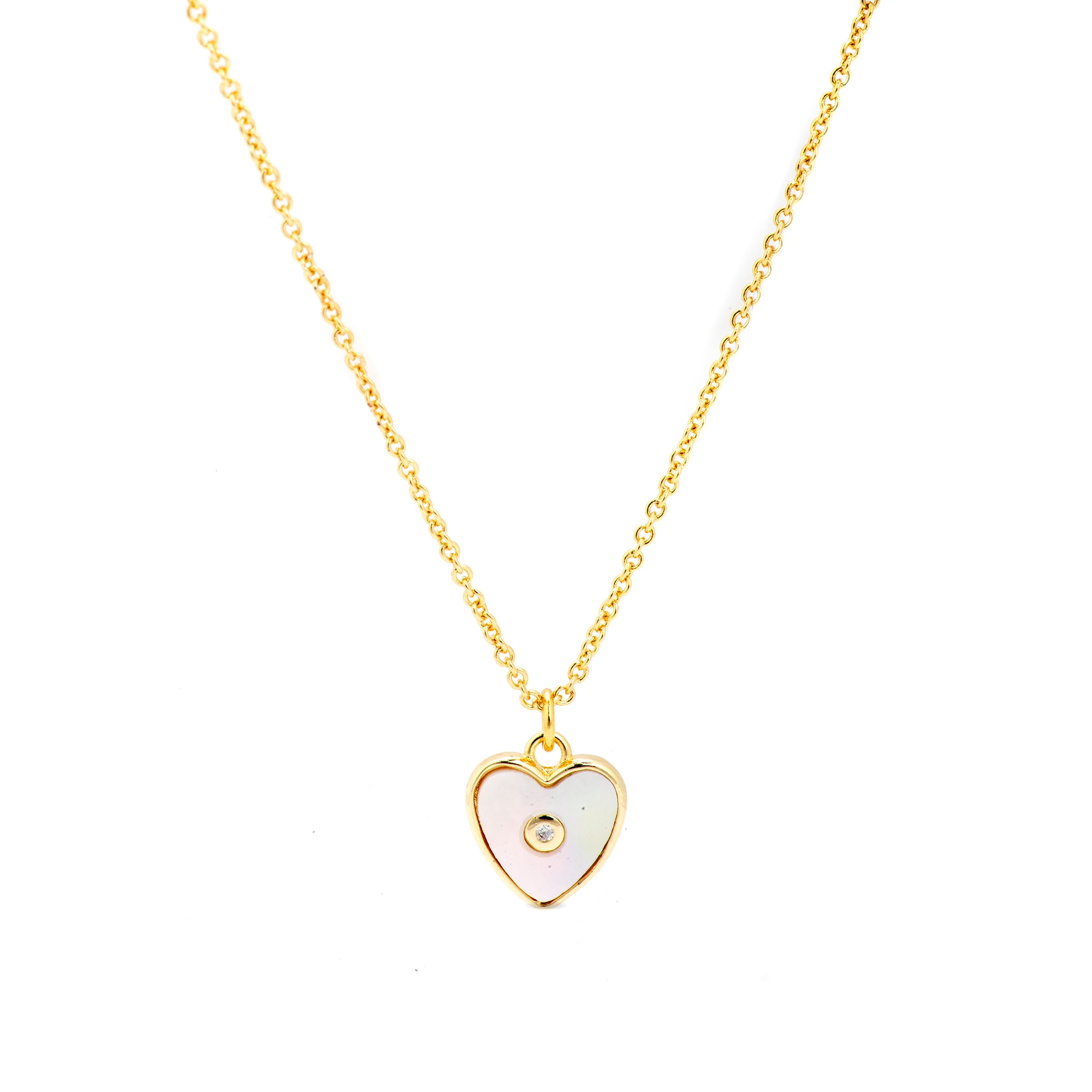18k yellow gold and white mother-of-pearl necklace - Heart