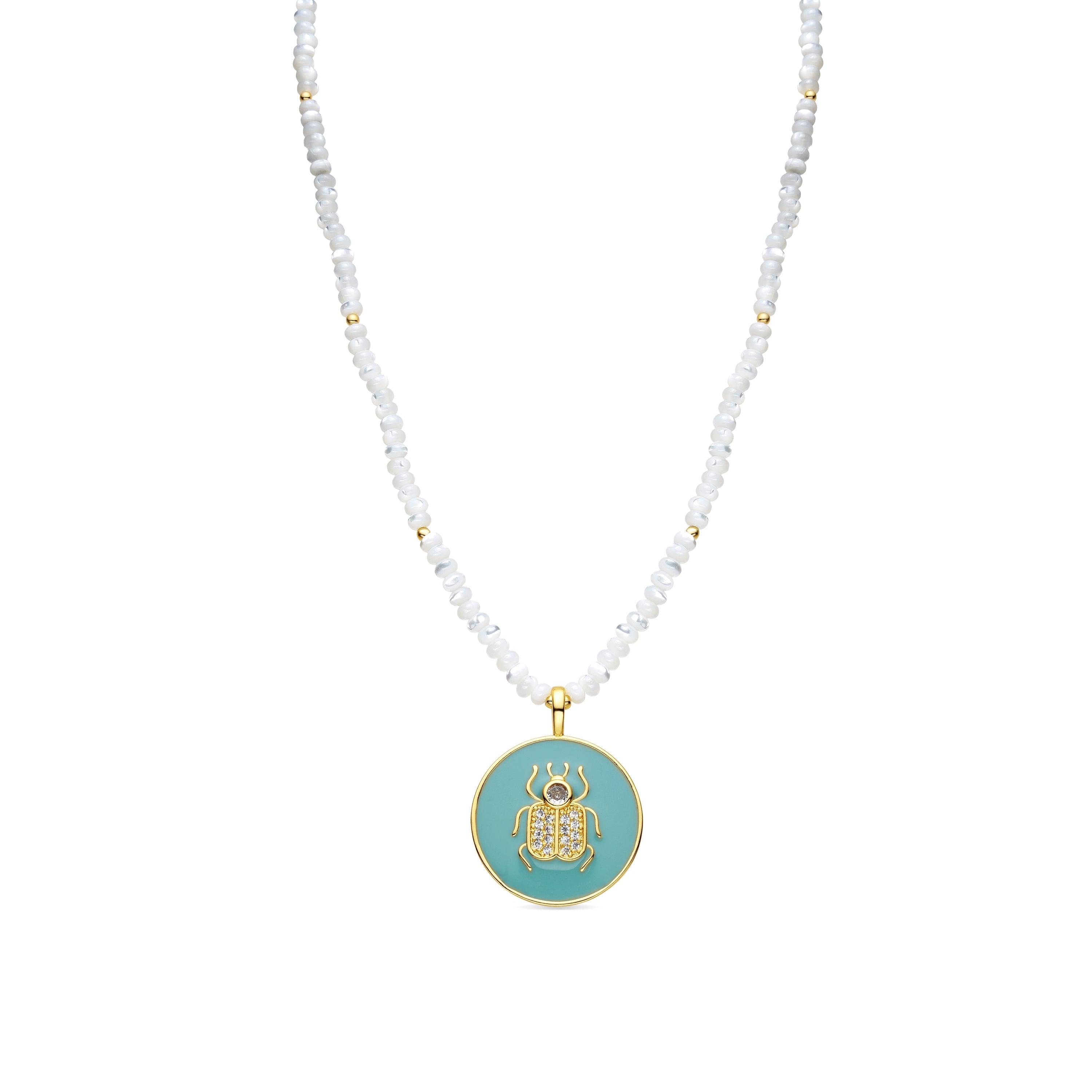 18k yellow gold and white mother-of-pearl necklace - Adea