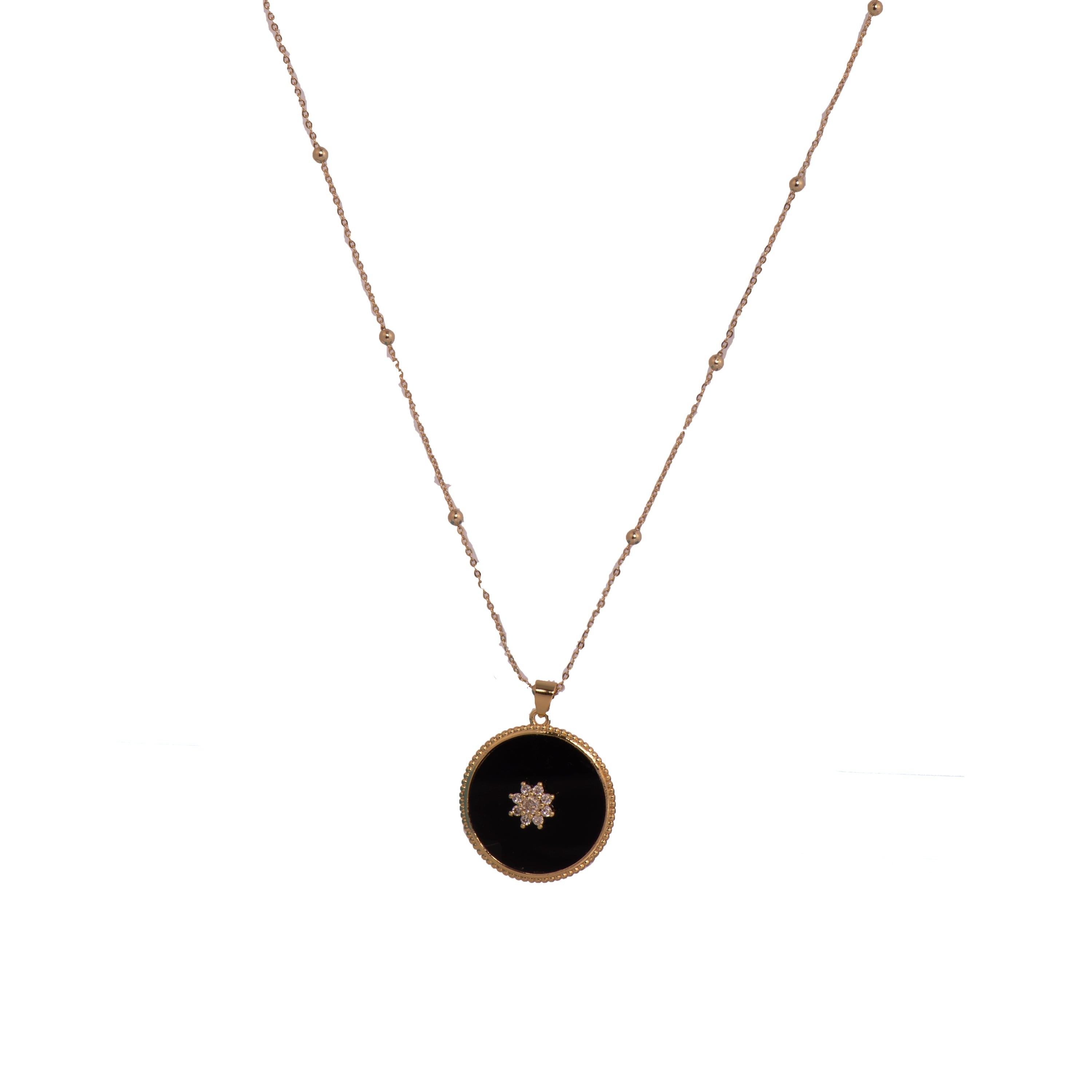 18k yellow gold and Hydrothermal Onyx Quartz necklace - Salks