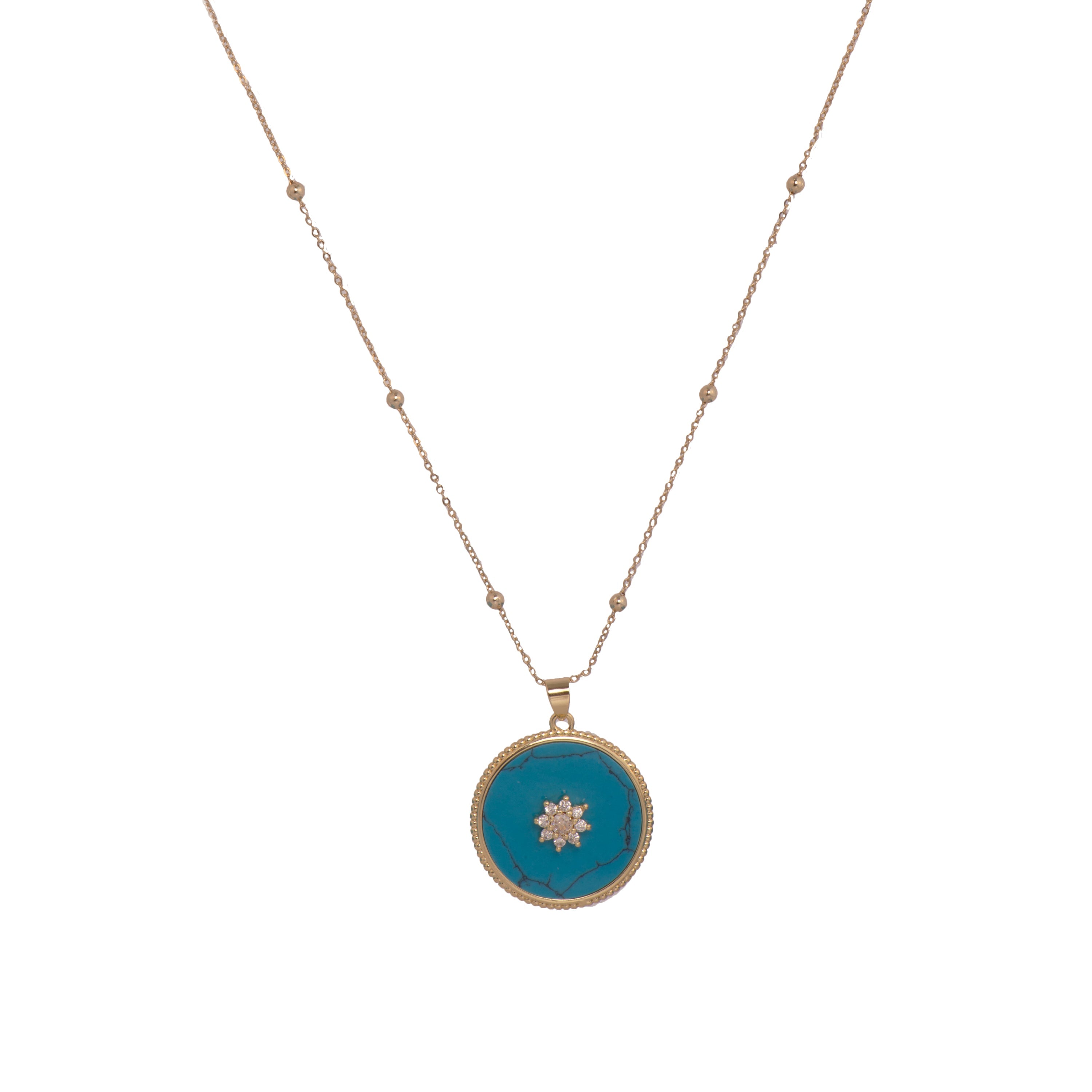 18k yellow gold and turquoise necklace - Salks