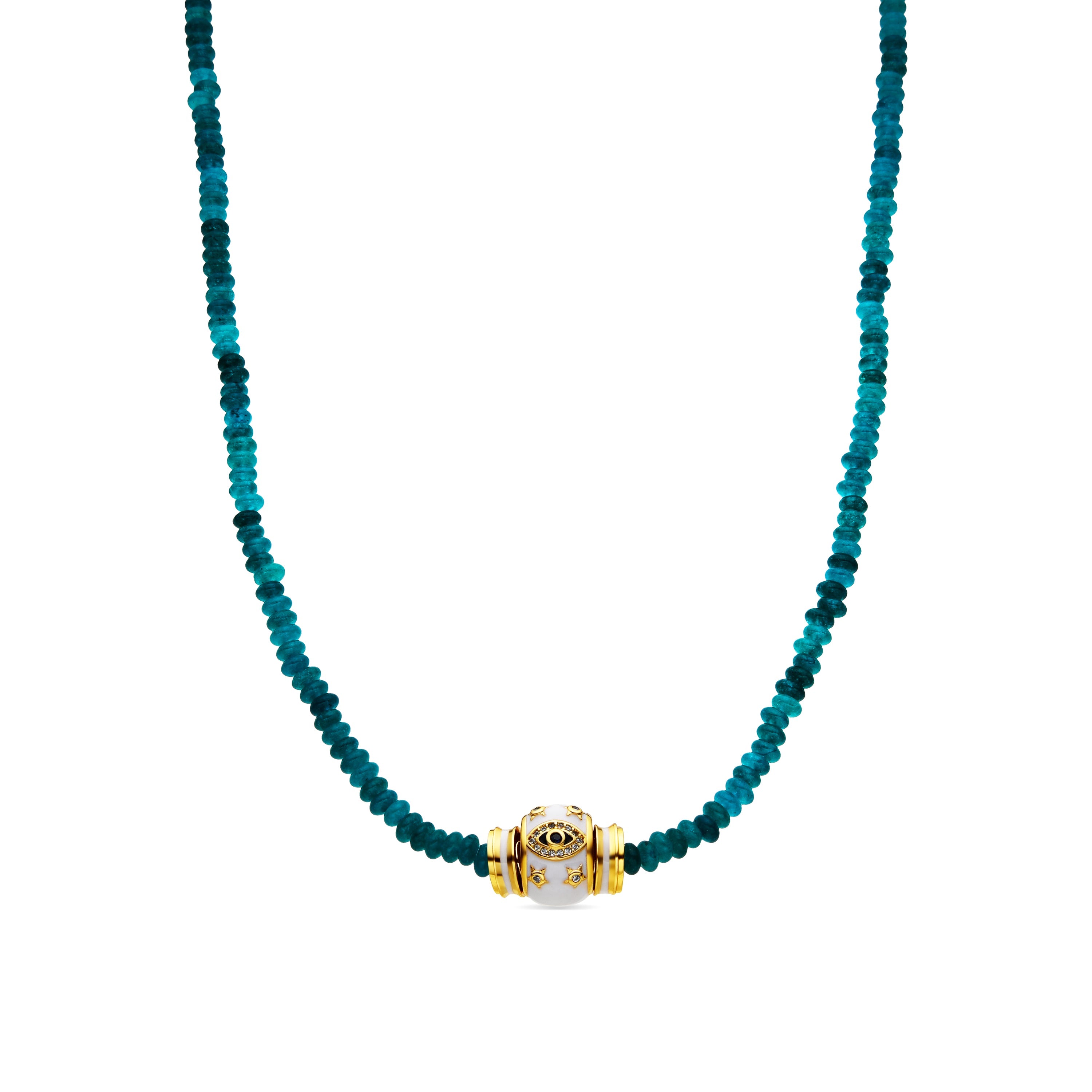 18k yellow gold and green jade necklace - Hamco