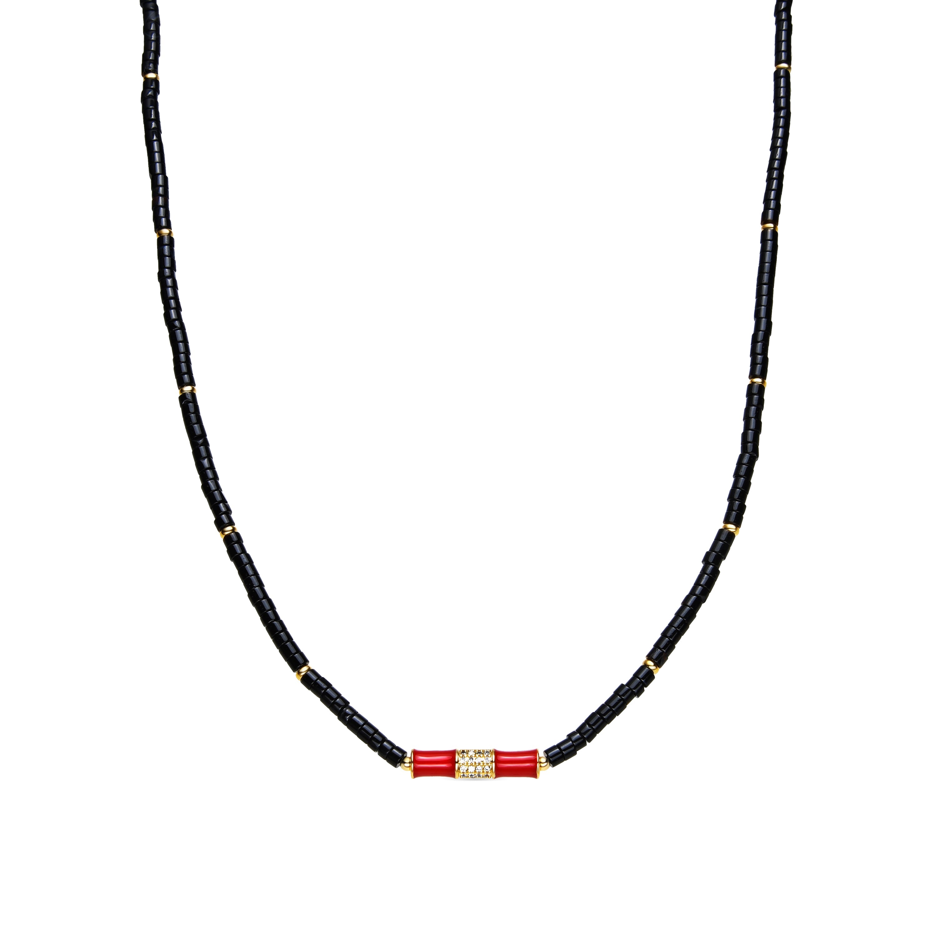 18k yellow gold and green jade finish necklace - Asmi