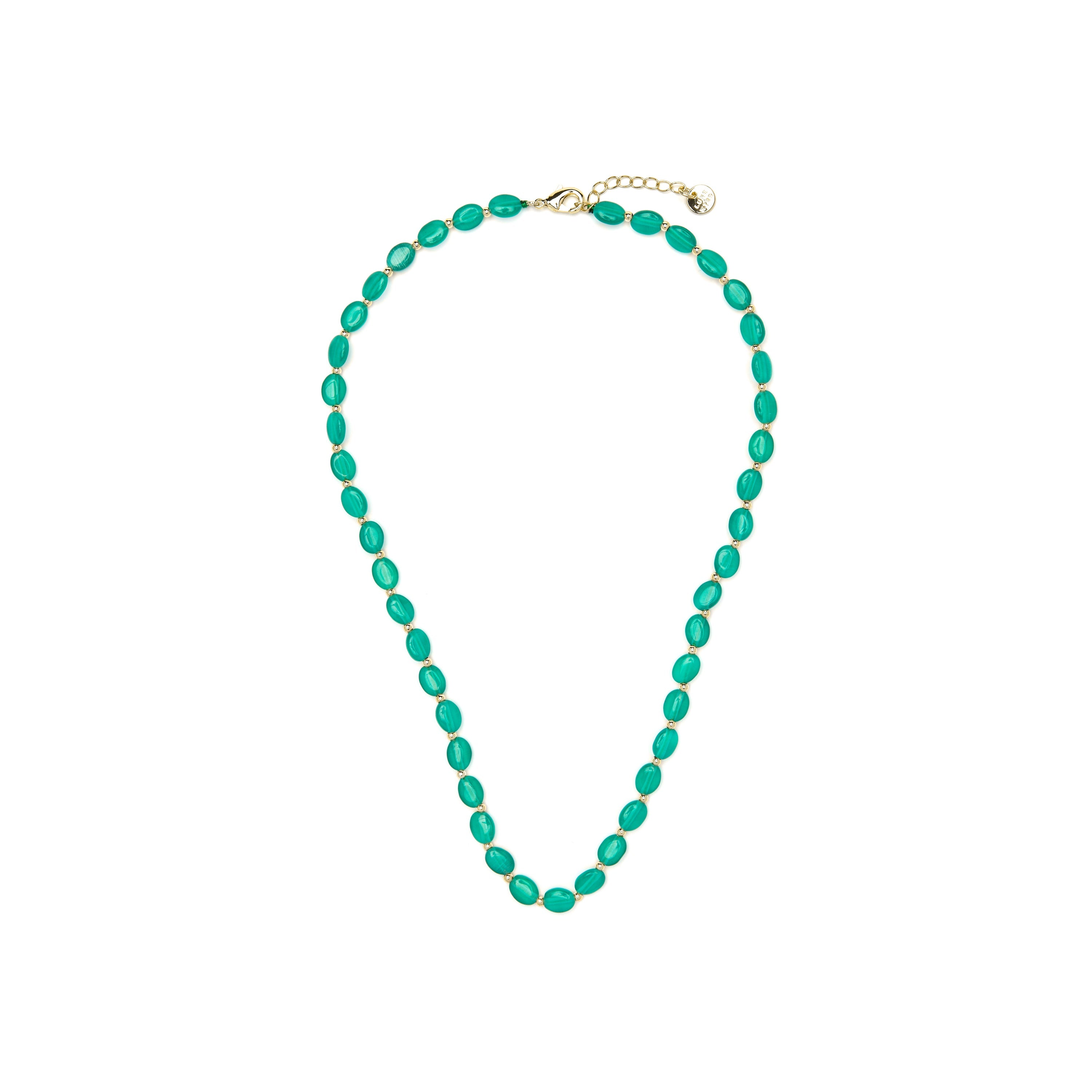 18k yellow gold and green cat's eye necklace - Gorai