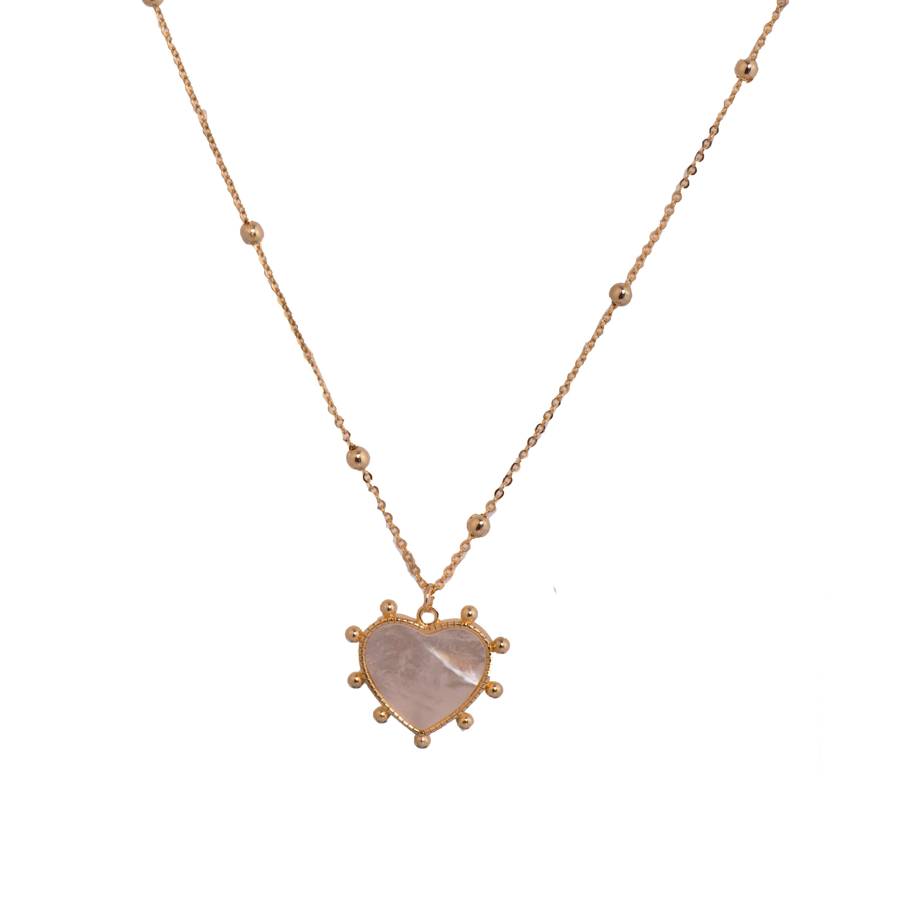 18k yellow gold and white mother-of-pearl necklace - Marloi