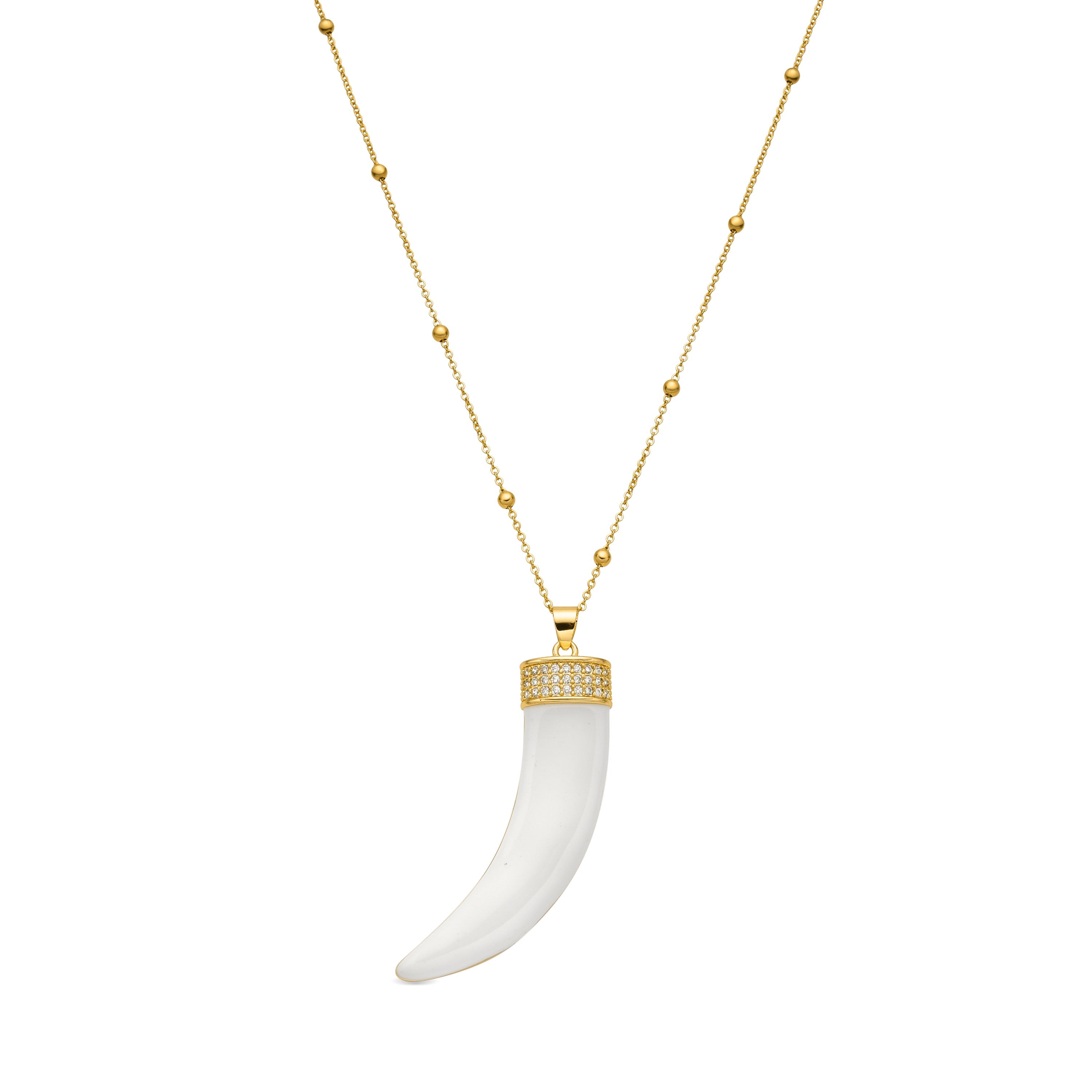Silver and white lacquer finish necklace - Arhew
