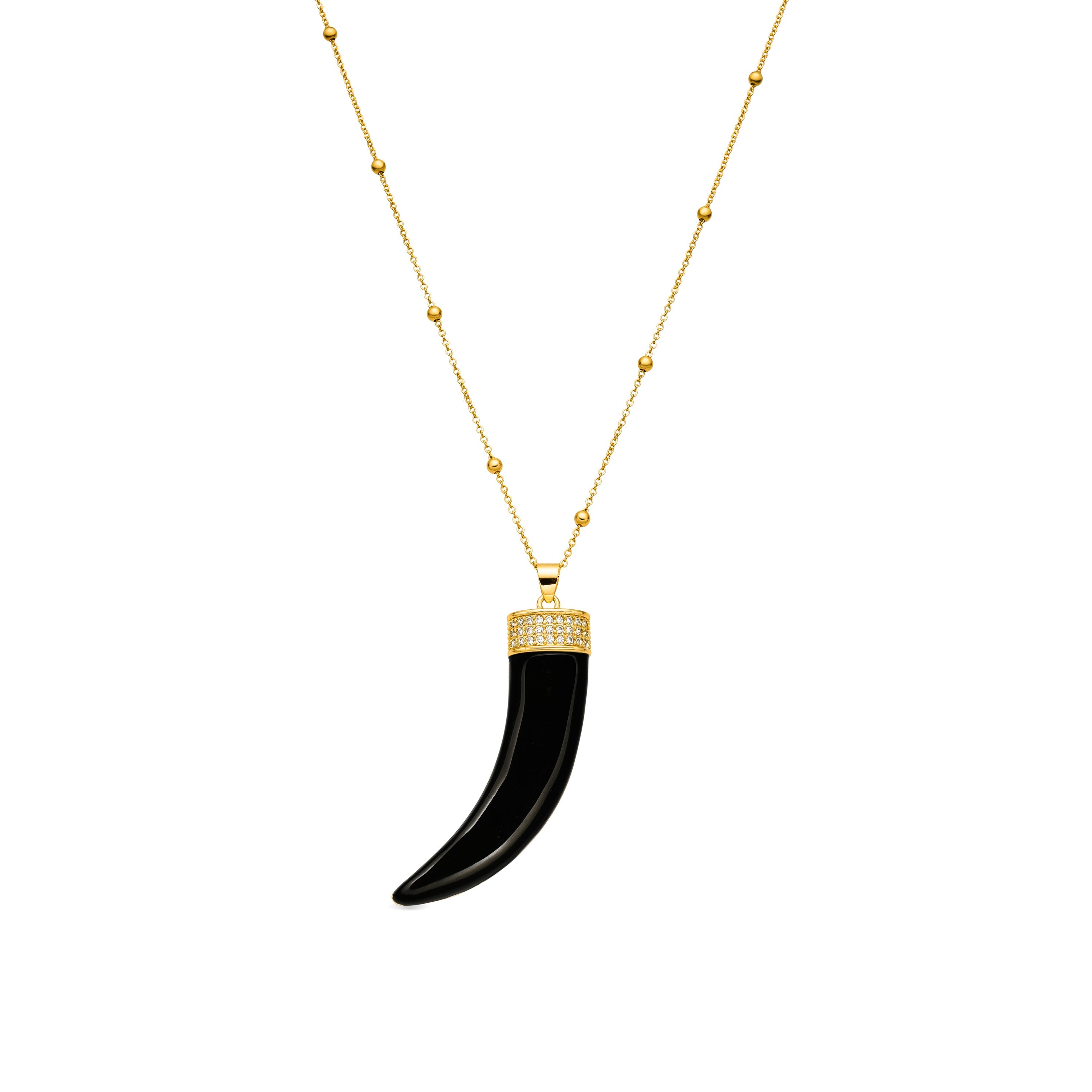 Silver and Black Lacquer Finish Necklace - Arhew