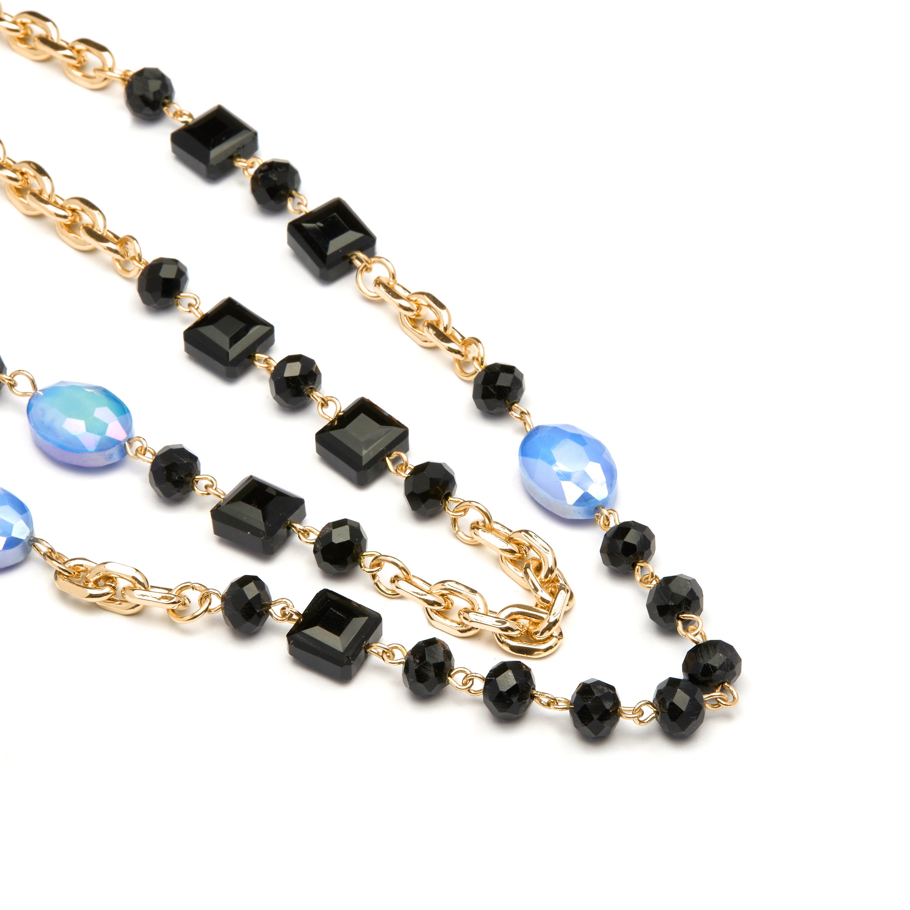 Dark Blue Crystal Necklace finished in 18K yellow gold - Zinsis