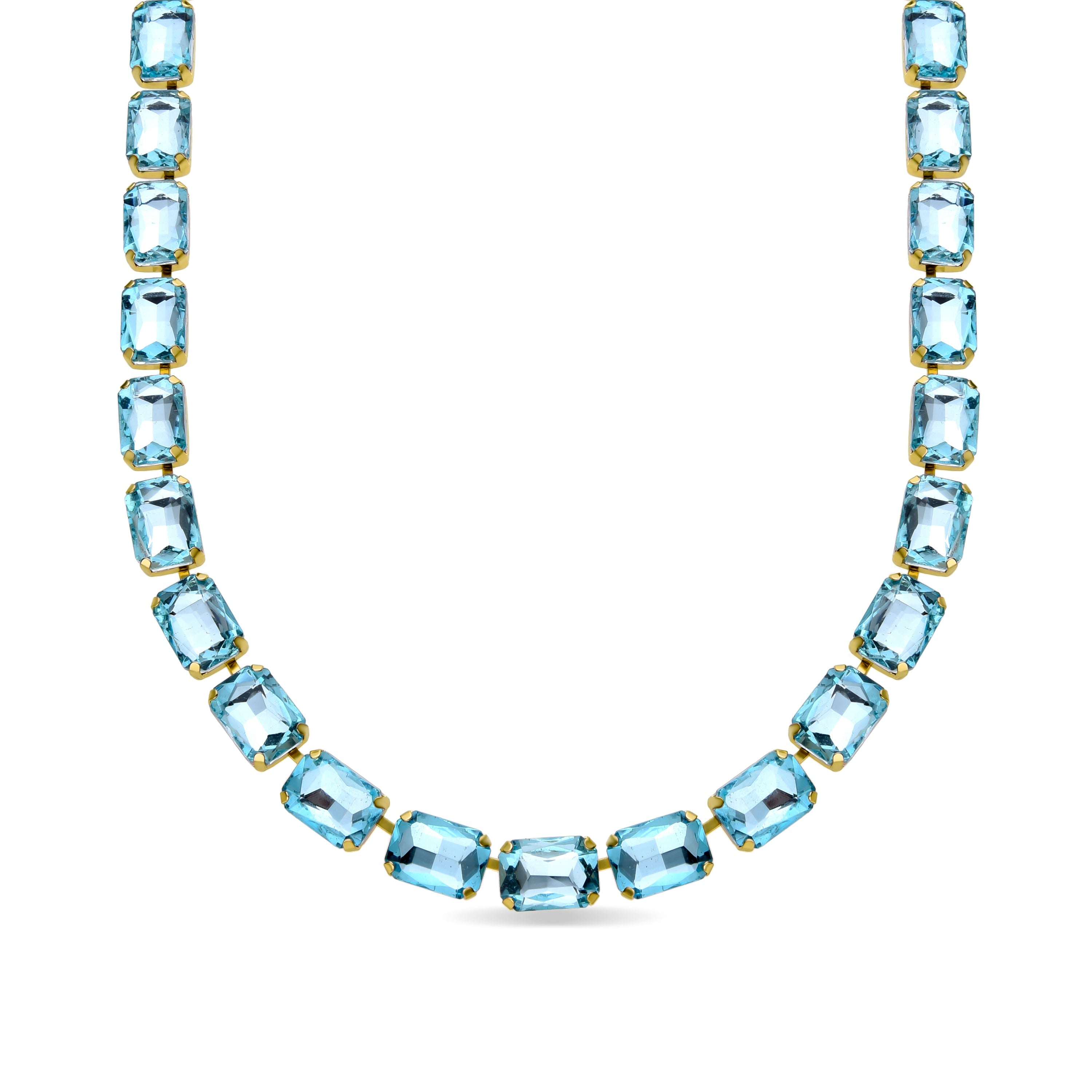 Blue Crystal Necklace finished in 18K yellow gold - Ankek