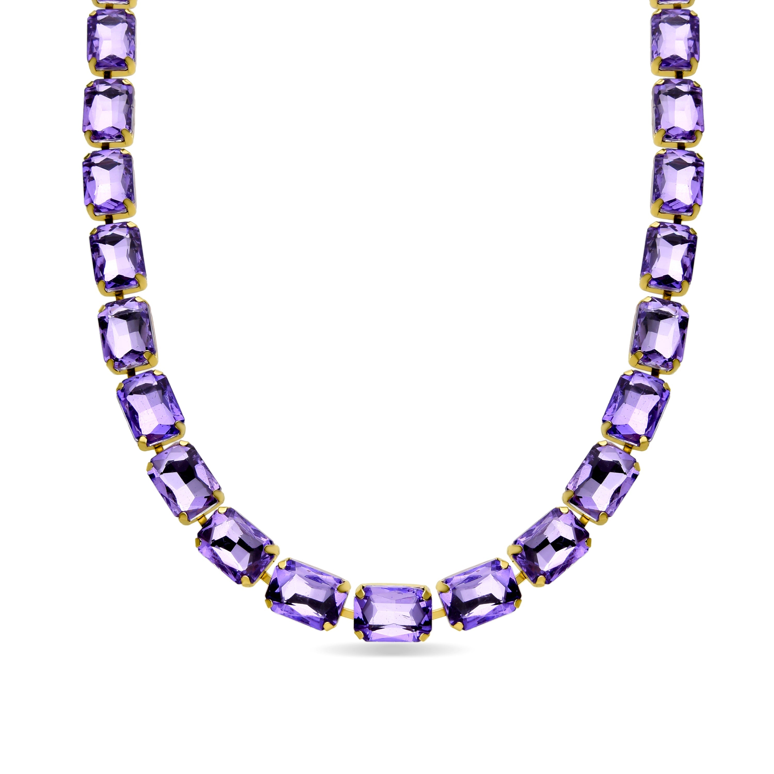 Purple Crystal Necklace finished in 18K yellow gold - Ankek