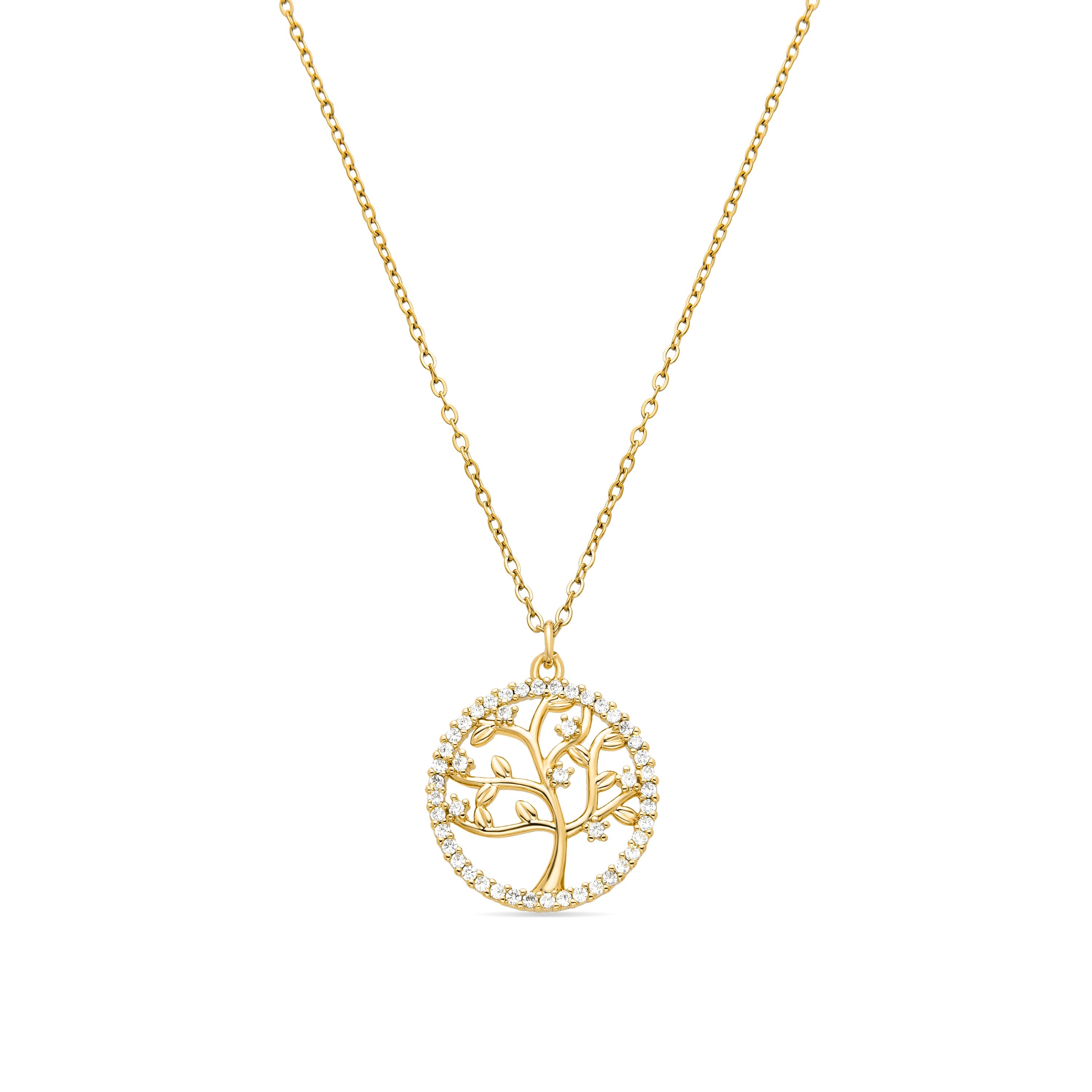 Necklace with brilliant zirconia, 18K gold finish - Gorbou