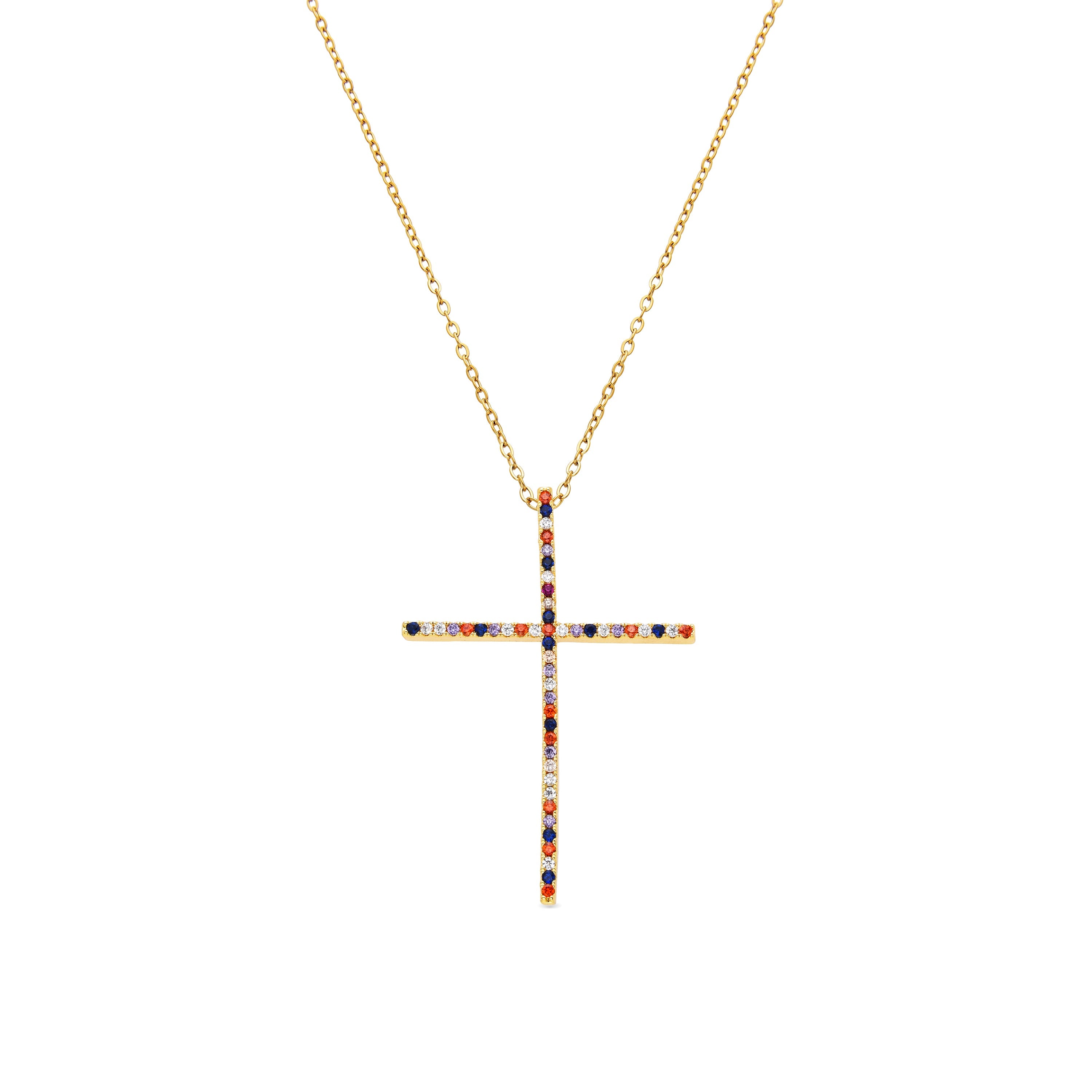 Necklace with Multicolor Zirconia, 18K Gold Finish - Irend